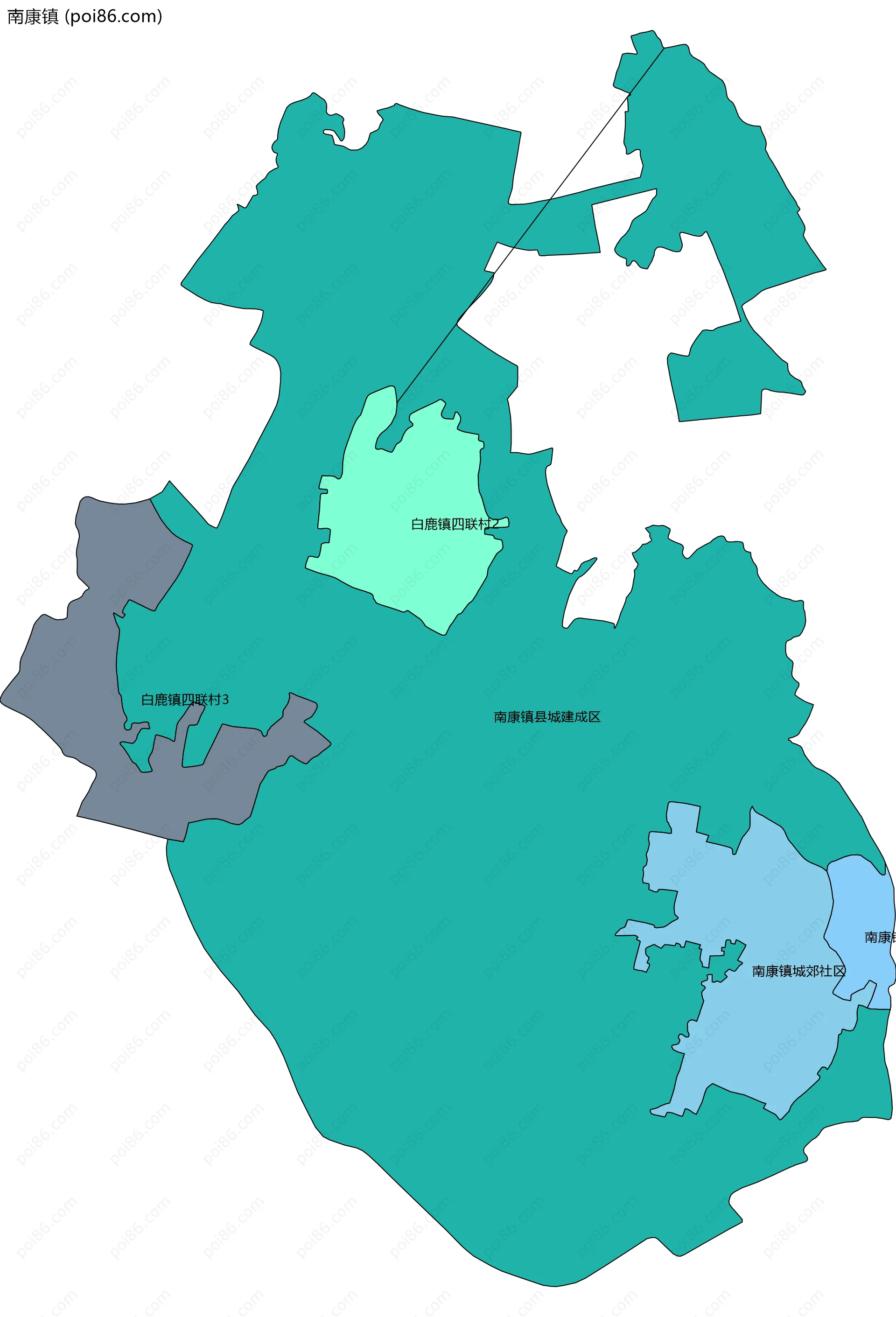 南康镇边界地图(五级行政区划)