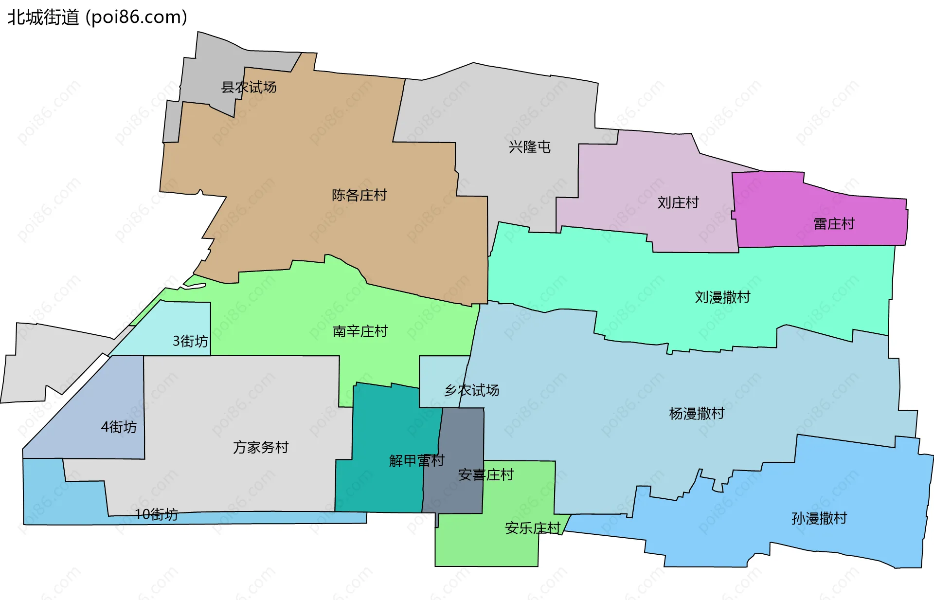 北城街道边界地图(五级行政区划)