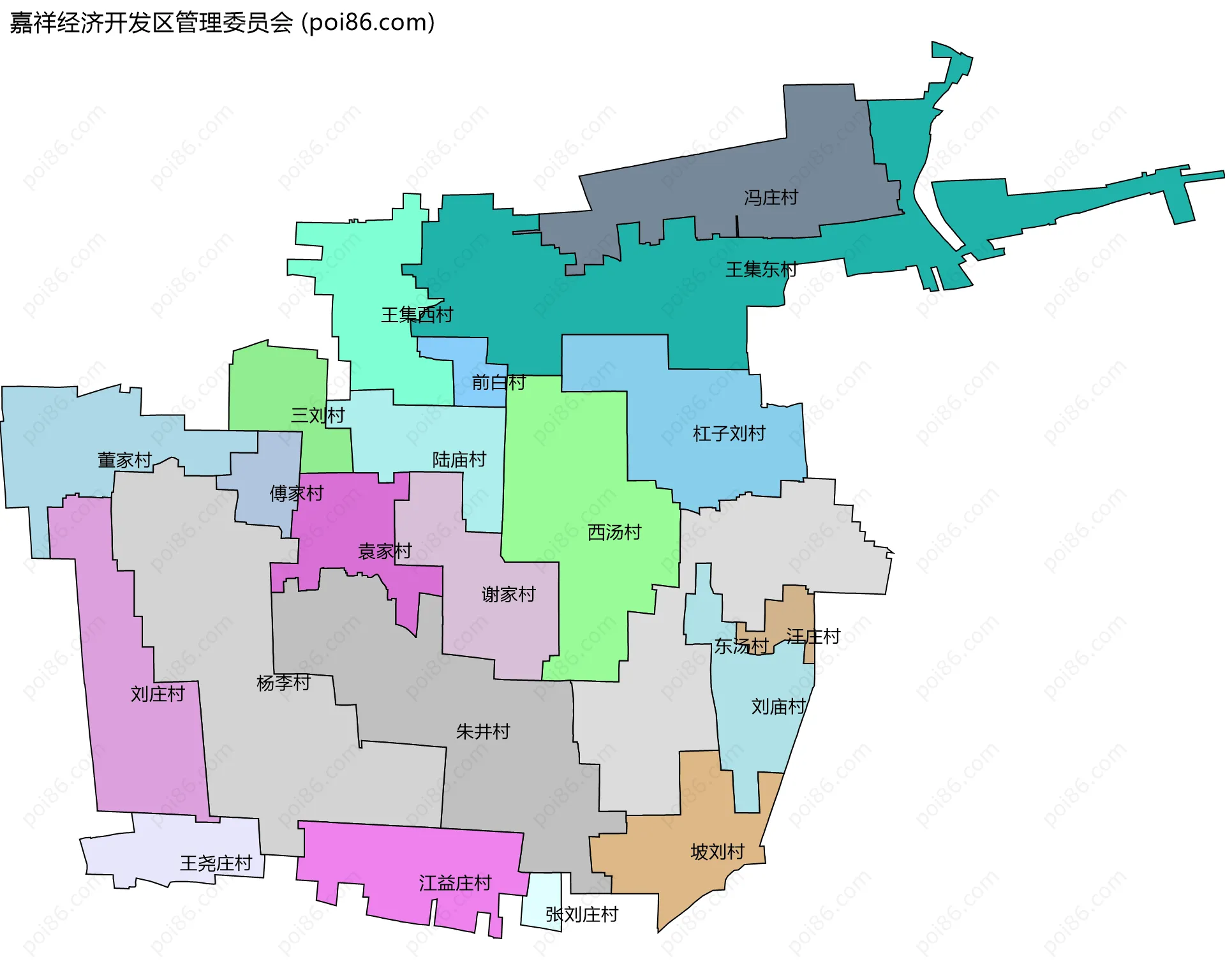 嘉祥经济开发区管理委员会边界地图(五级行政区划)