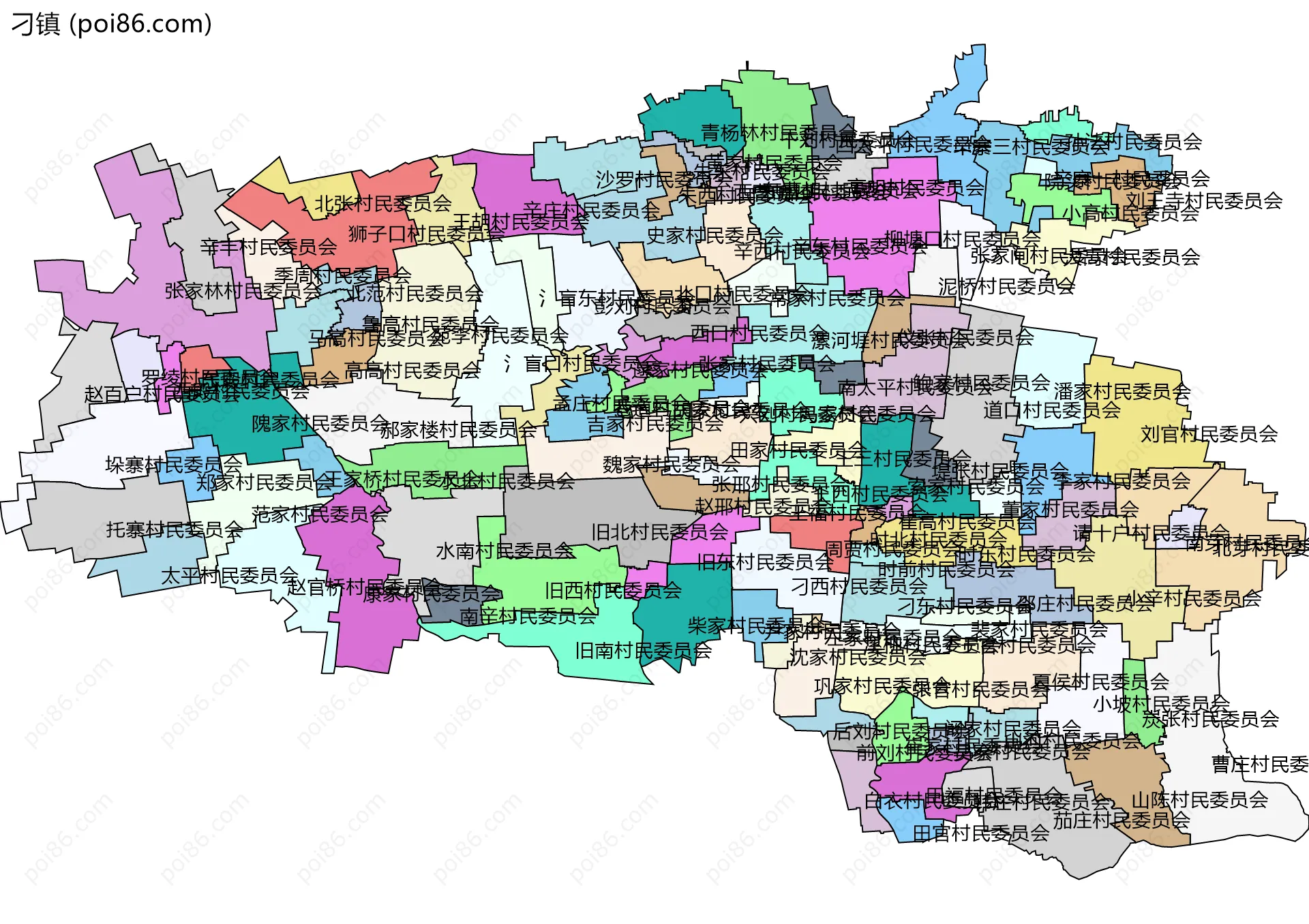 刁镇边界地图(五级行政区划)
