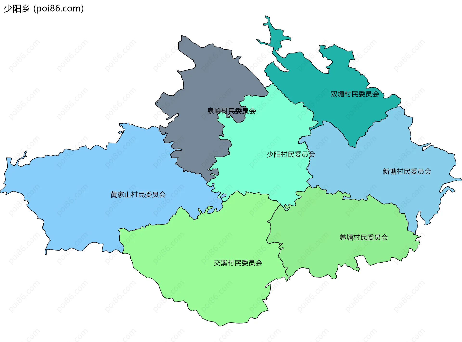 少阳乡边界地图(五级行政区划)