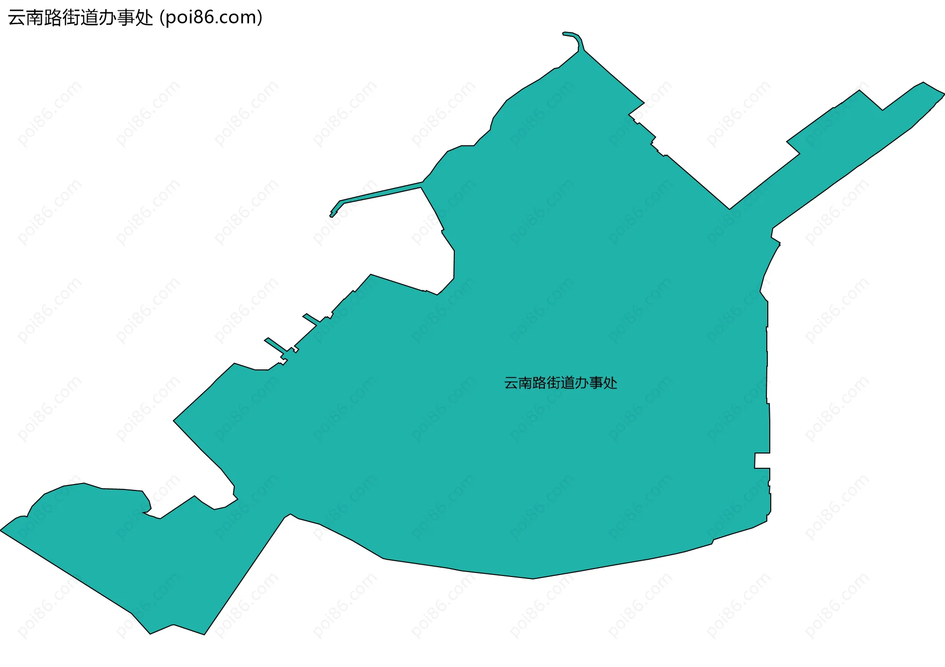 云南路街道办事处边界地图(五级行政区划)