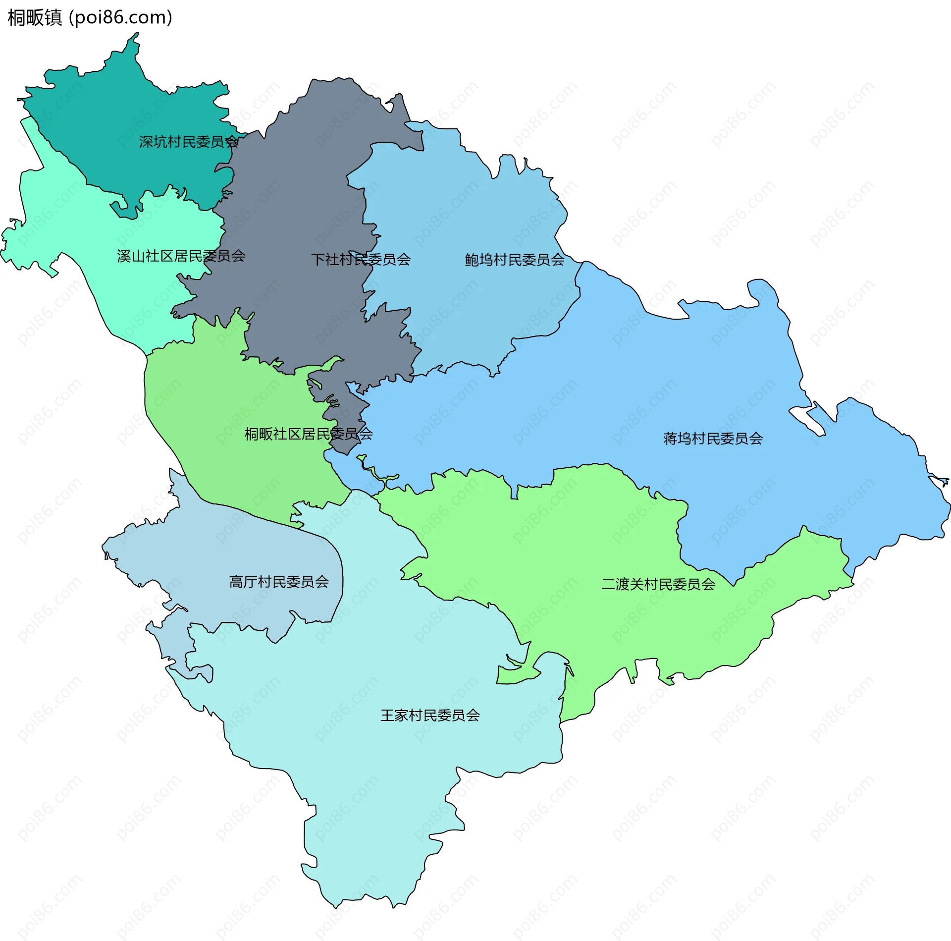 桐畈镇边界地图(五级行政区划)