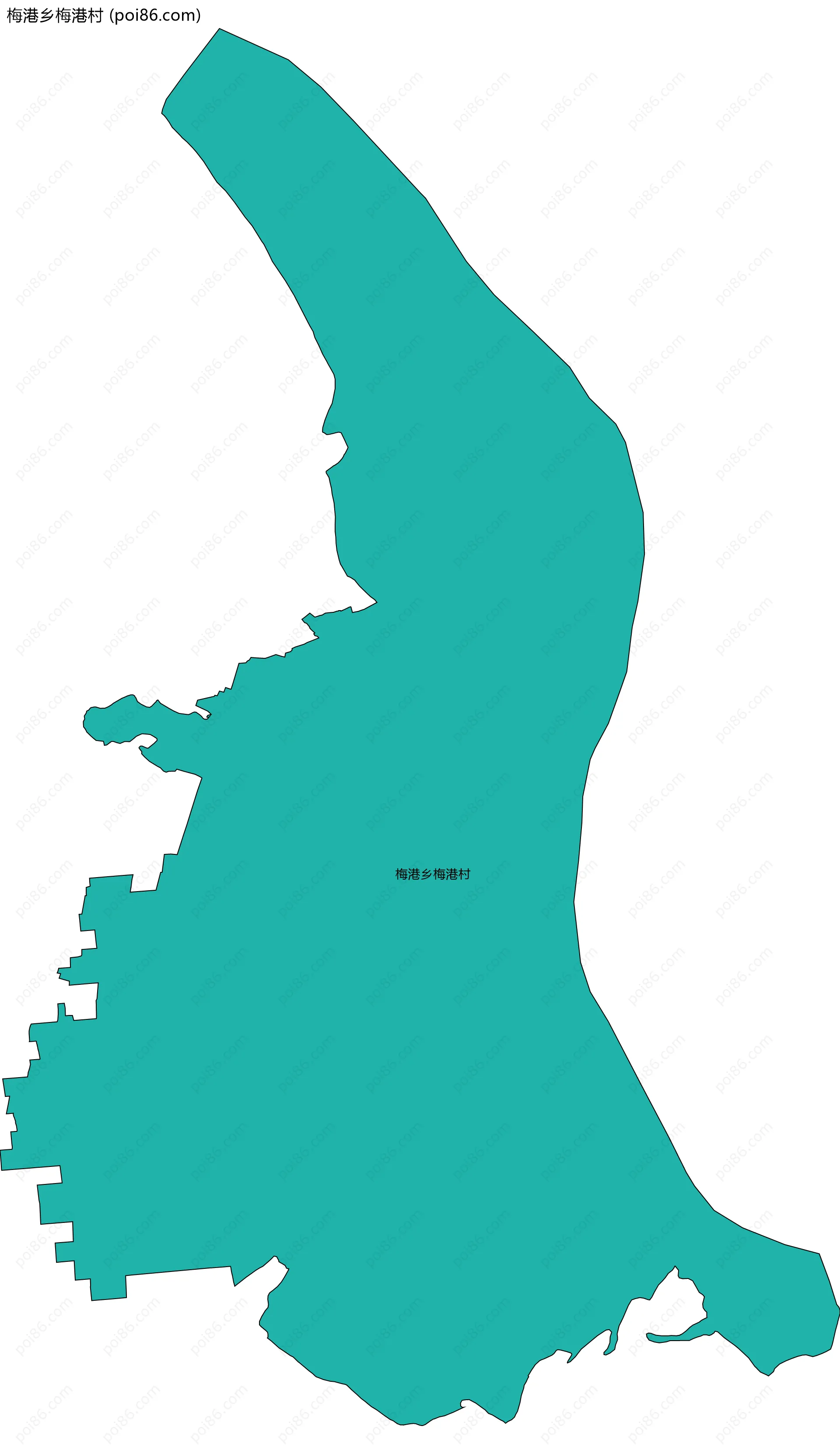 梅港乡梅港村边界地图