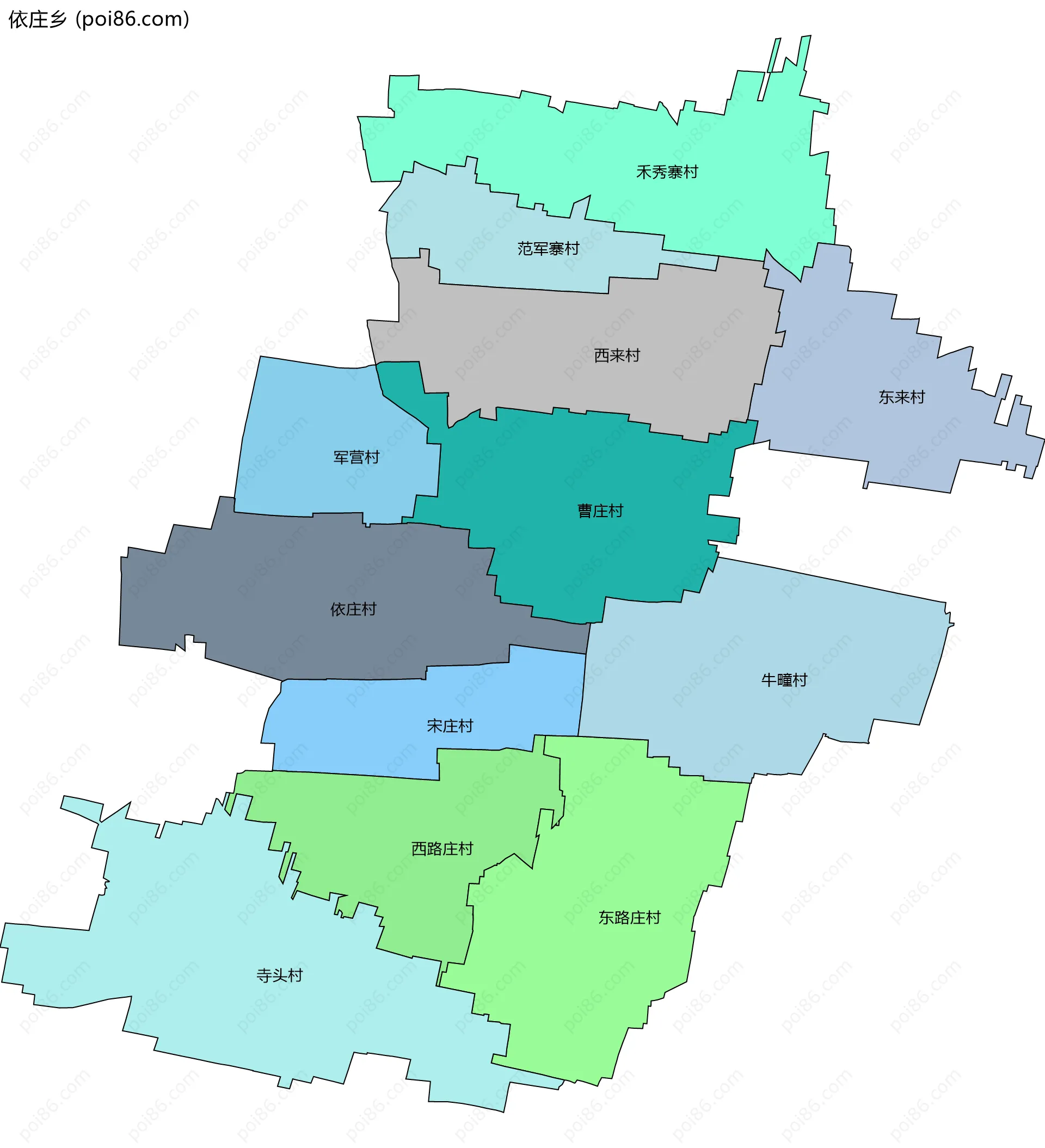 依庄乡边界地图(五级行政区划)