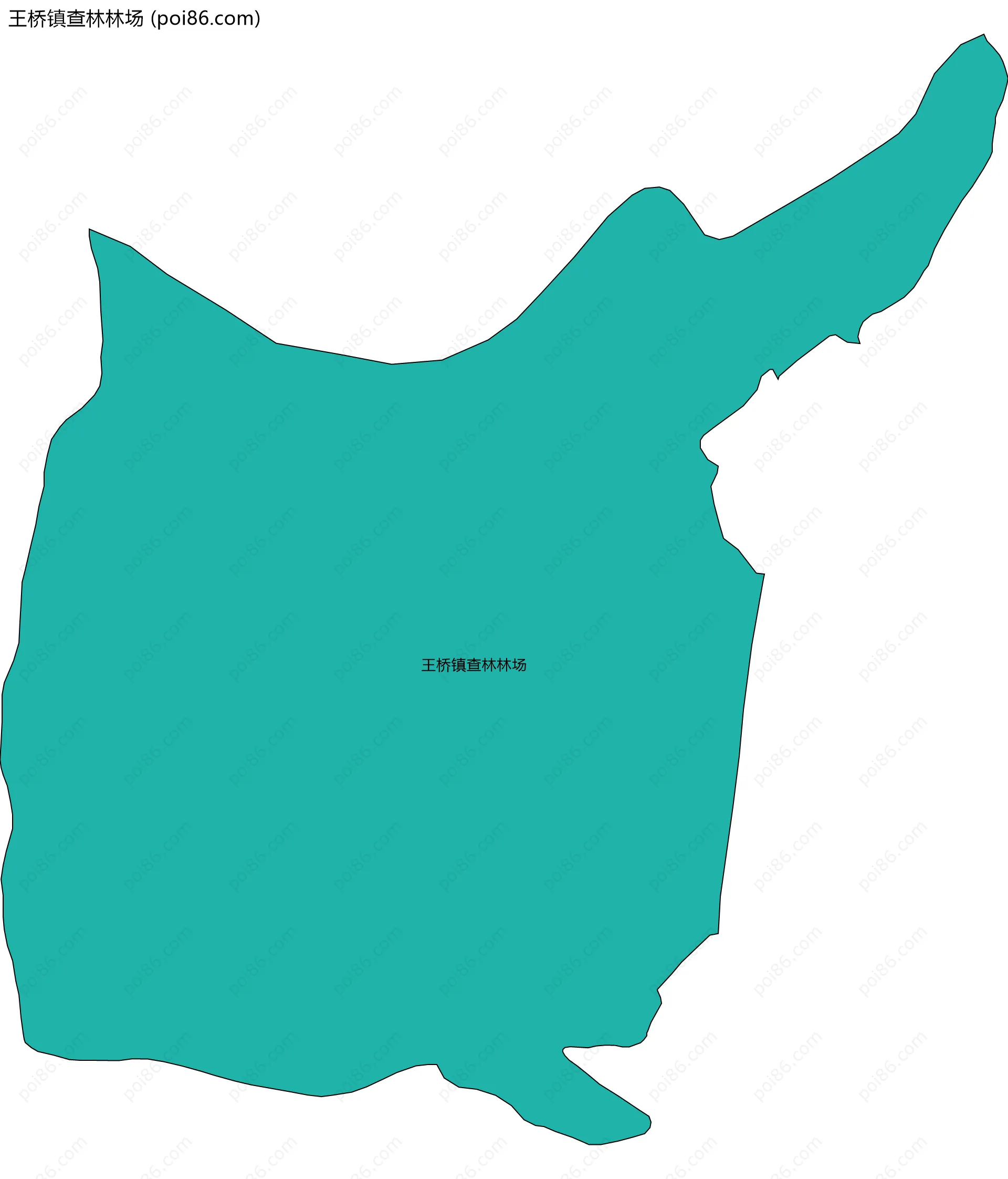 王桥镇查林林场边界地图(五级行政区划)