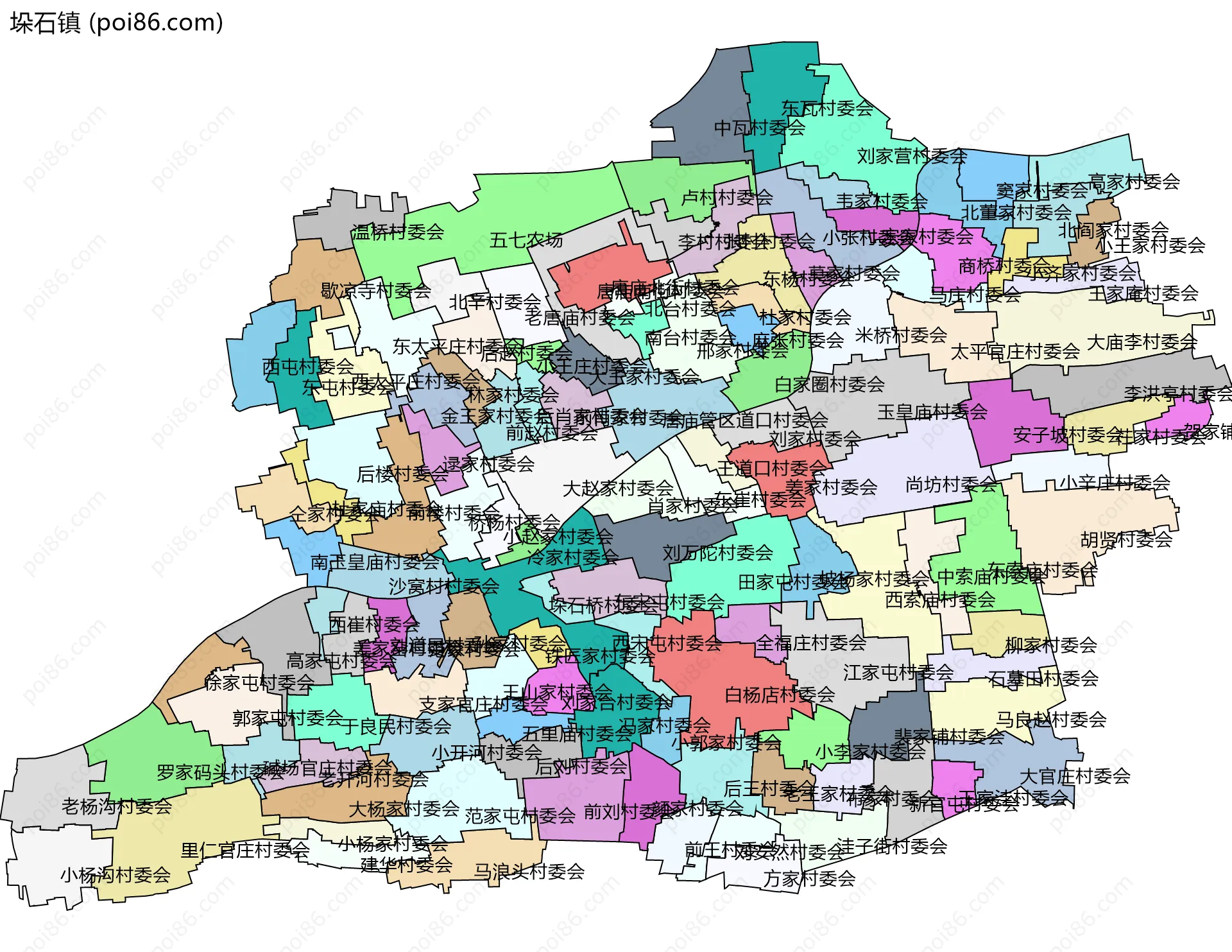 垛石镇边界地图(五级行政区划)