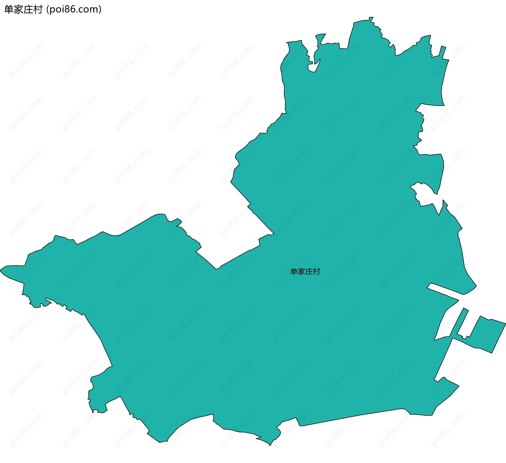 单家庄村边界地图