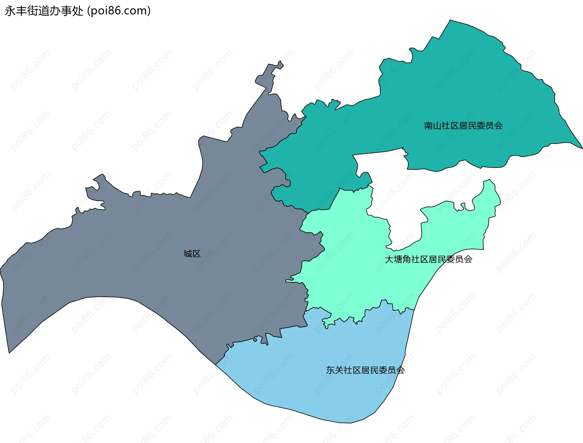 永丰街道办事处边界地图(五级行政区划)