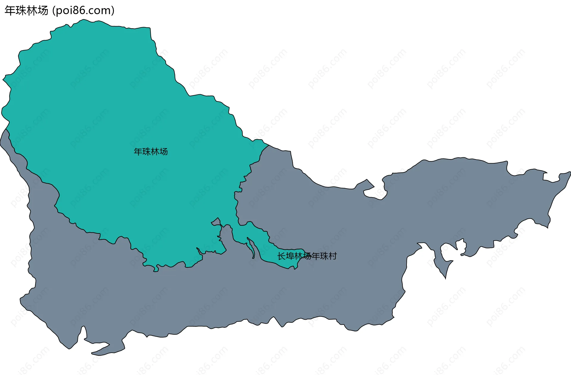 年珠林场边界地图(五级行政区划)
