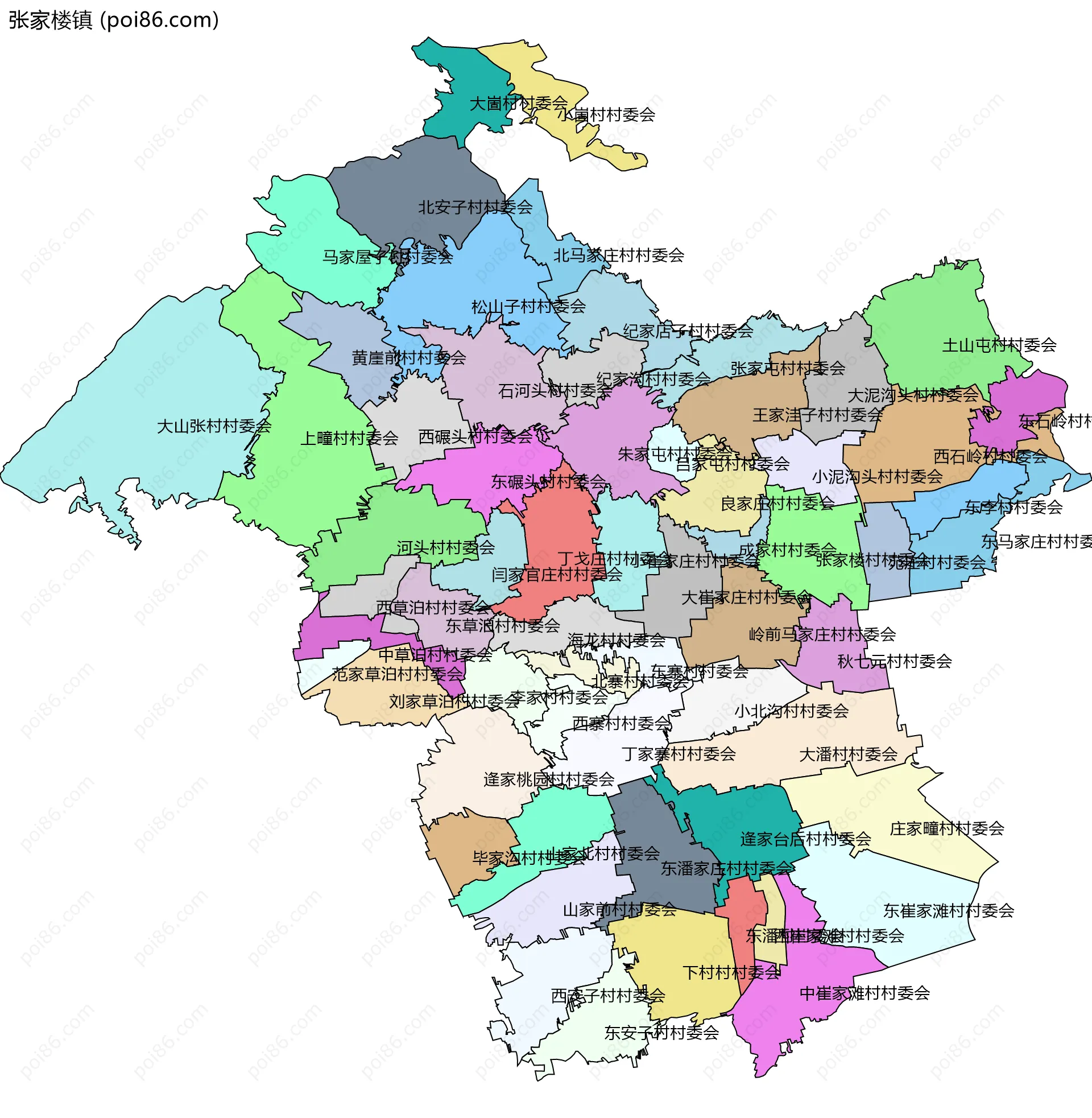 张家楼镇边界地图(五级行政区划)