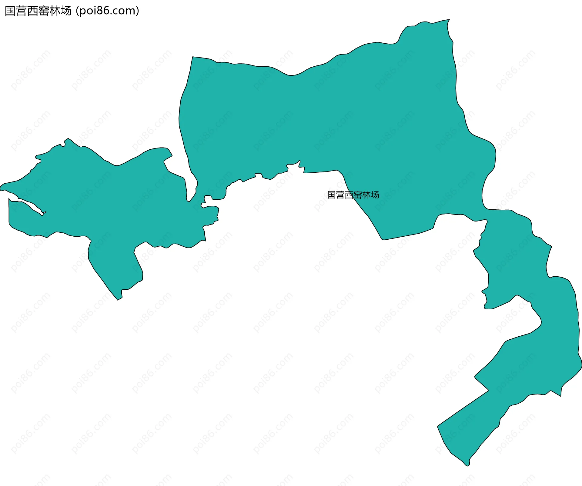 国营西窑林场边界地图(五级行政区划)