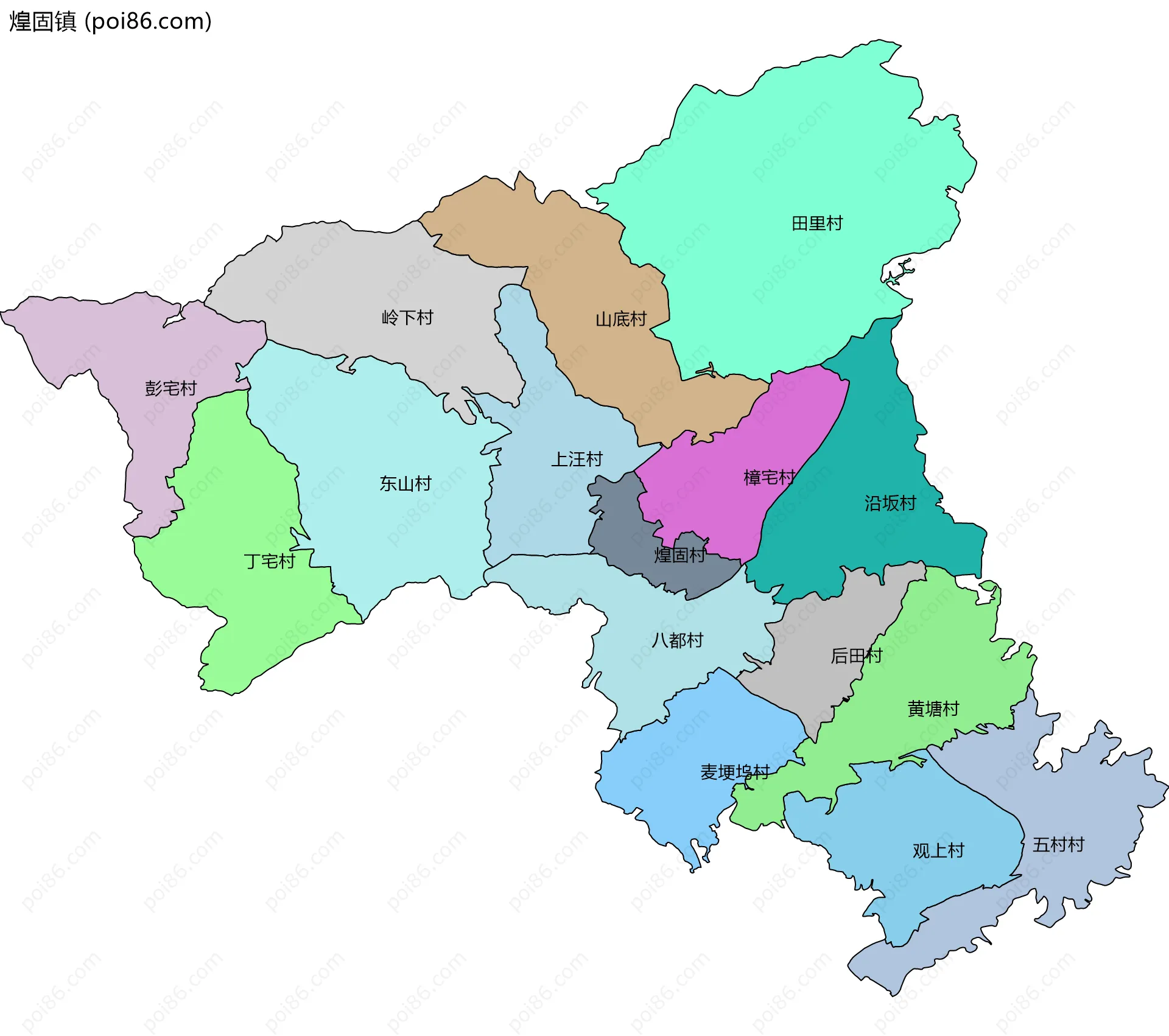 煌固镇边界地图(五级行政区划)