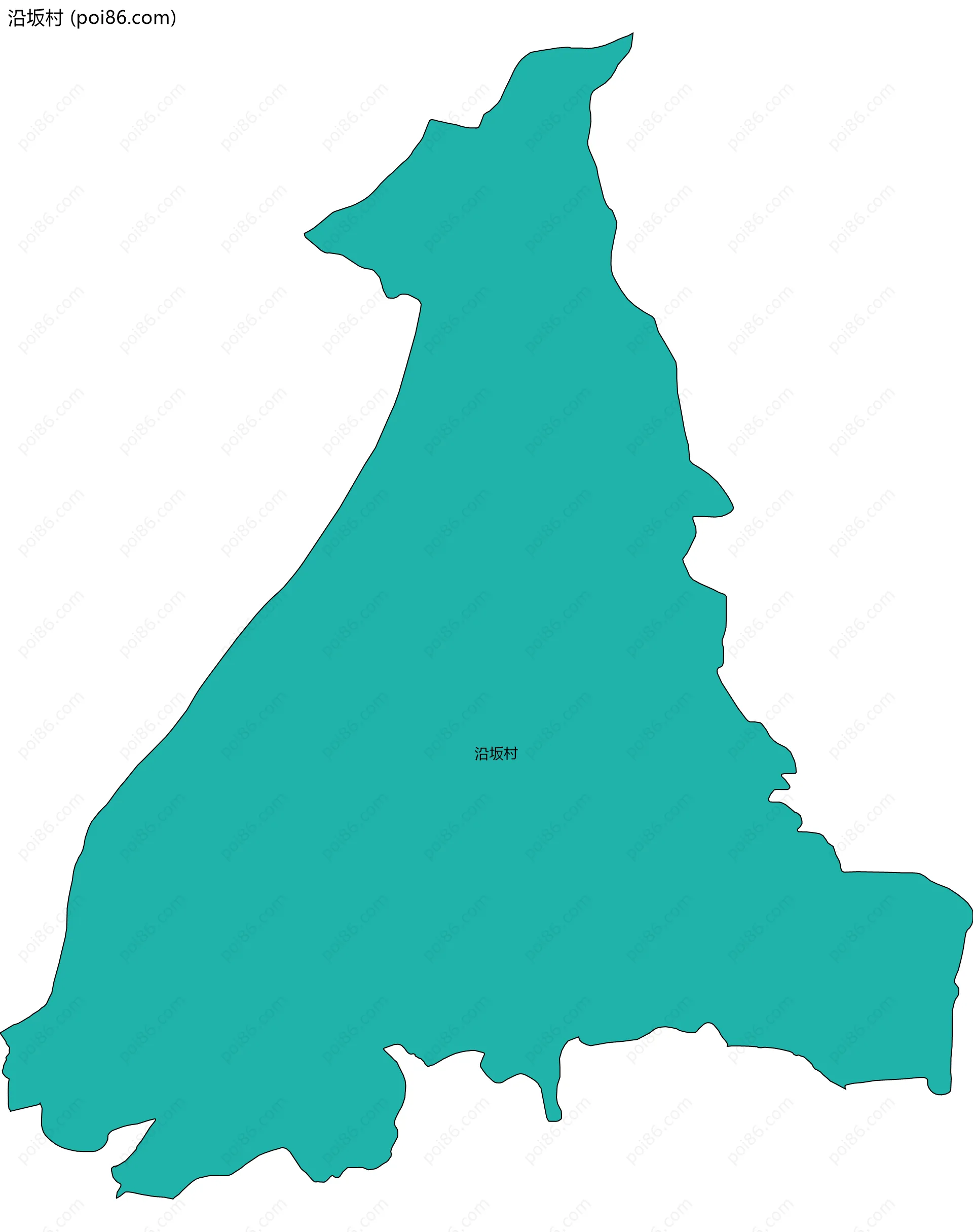 沿坂村边界地图