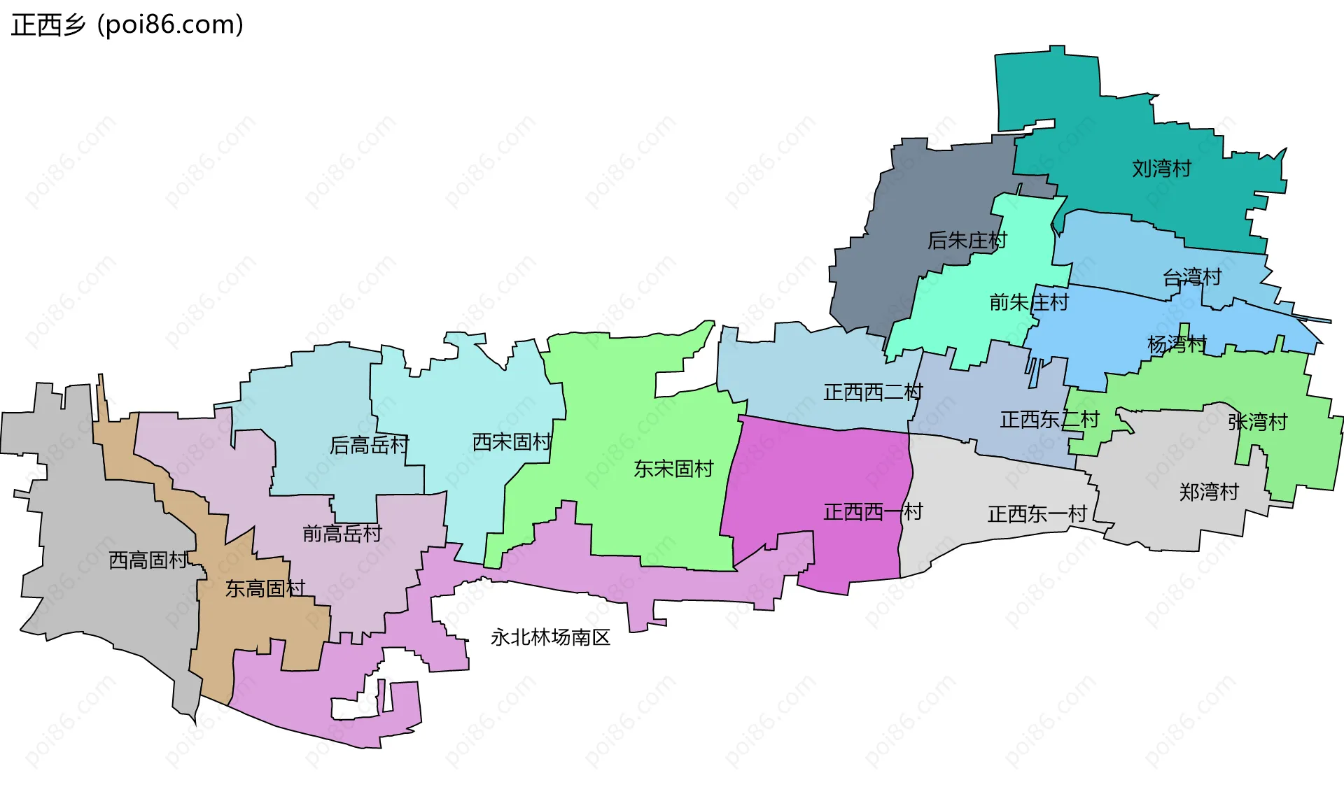 正西乡边界地图(五级行政区划)