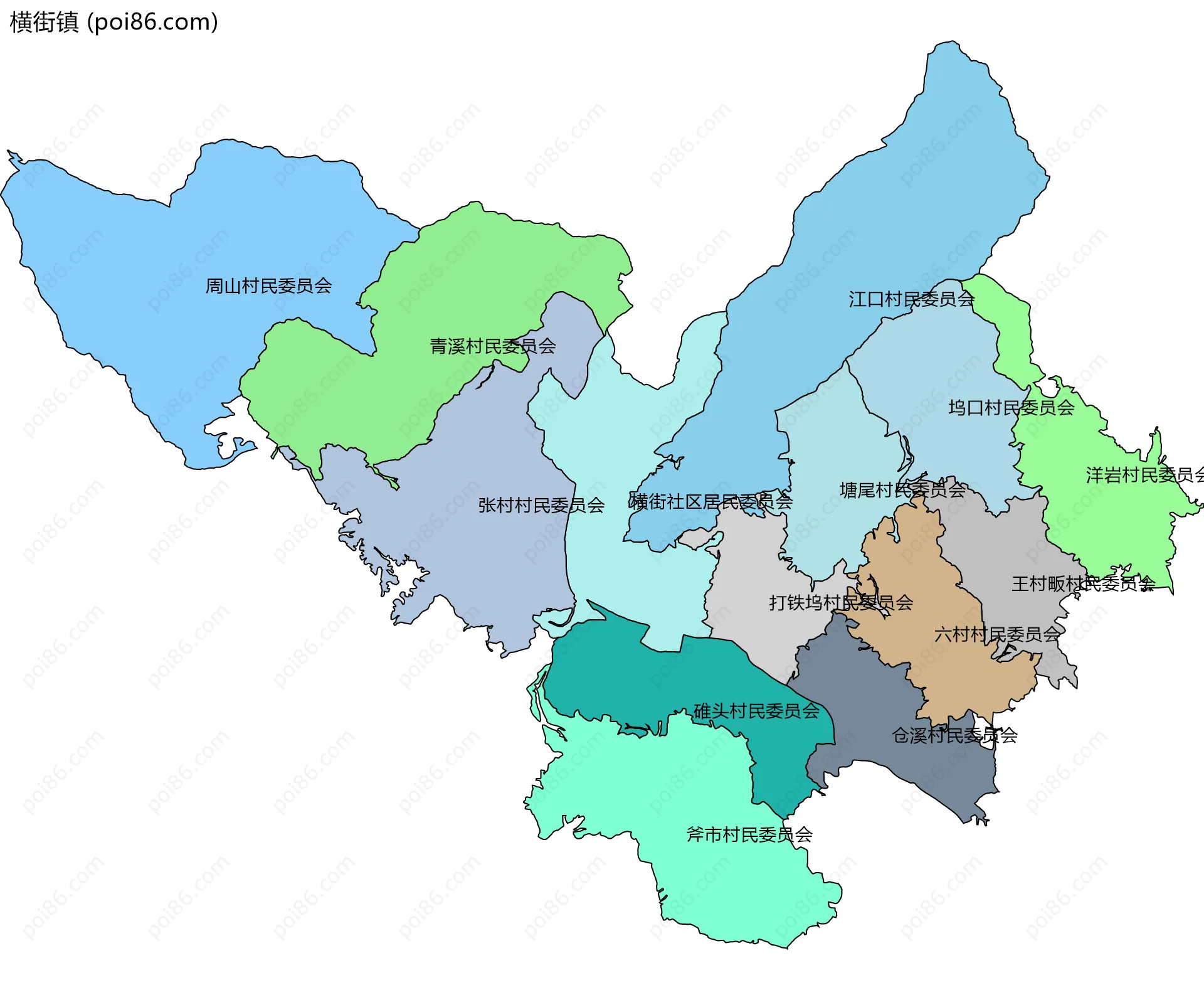 横街镇边界地图(五级行政区划)