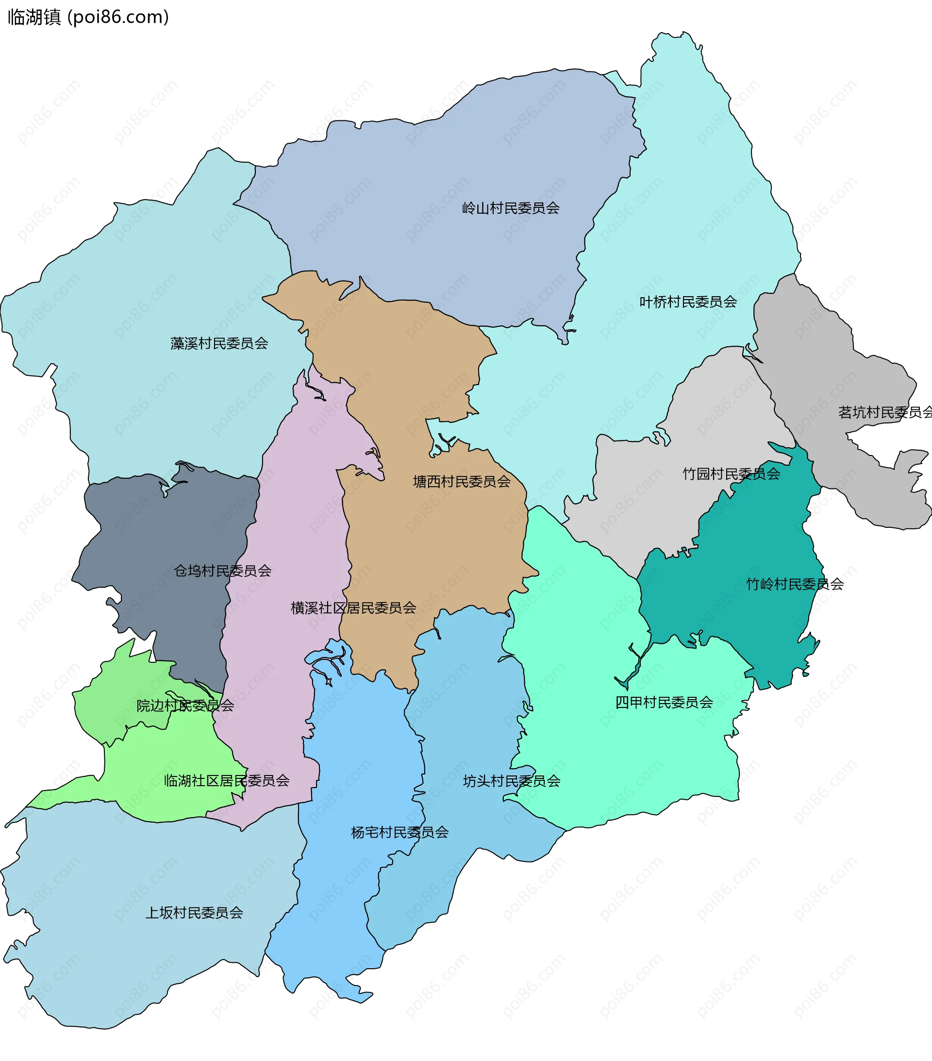 临湖镇边界地图(五级行政区划)