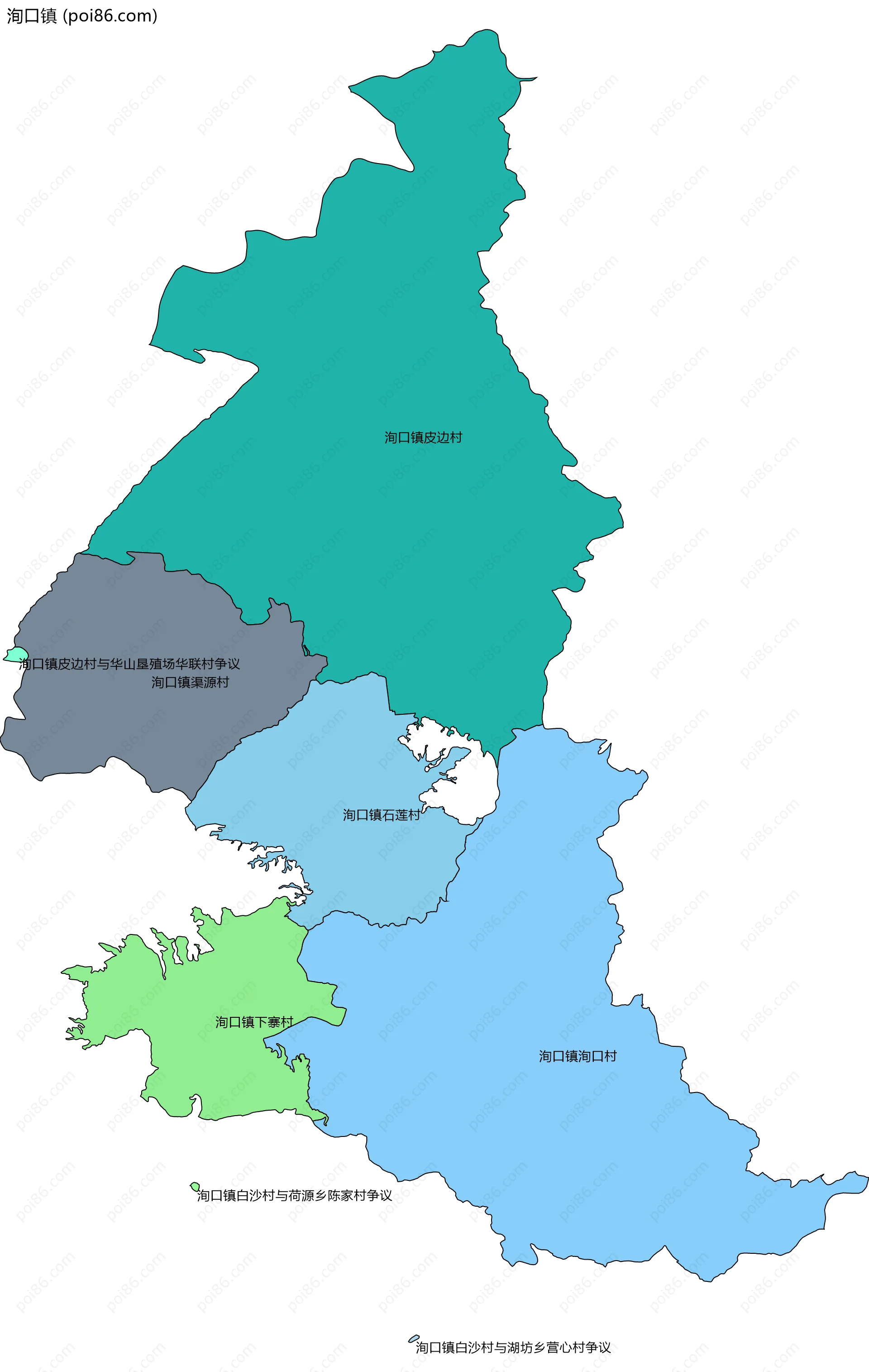 洵口镇边界地图(五级行政区划)