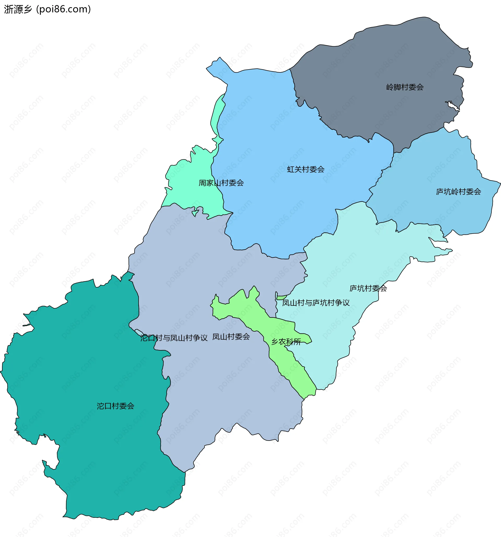 浙源乡边界地图(五级行政区划)