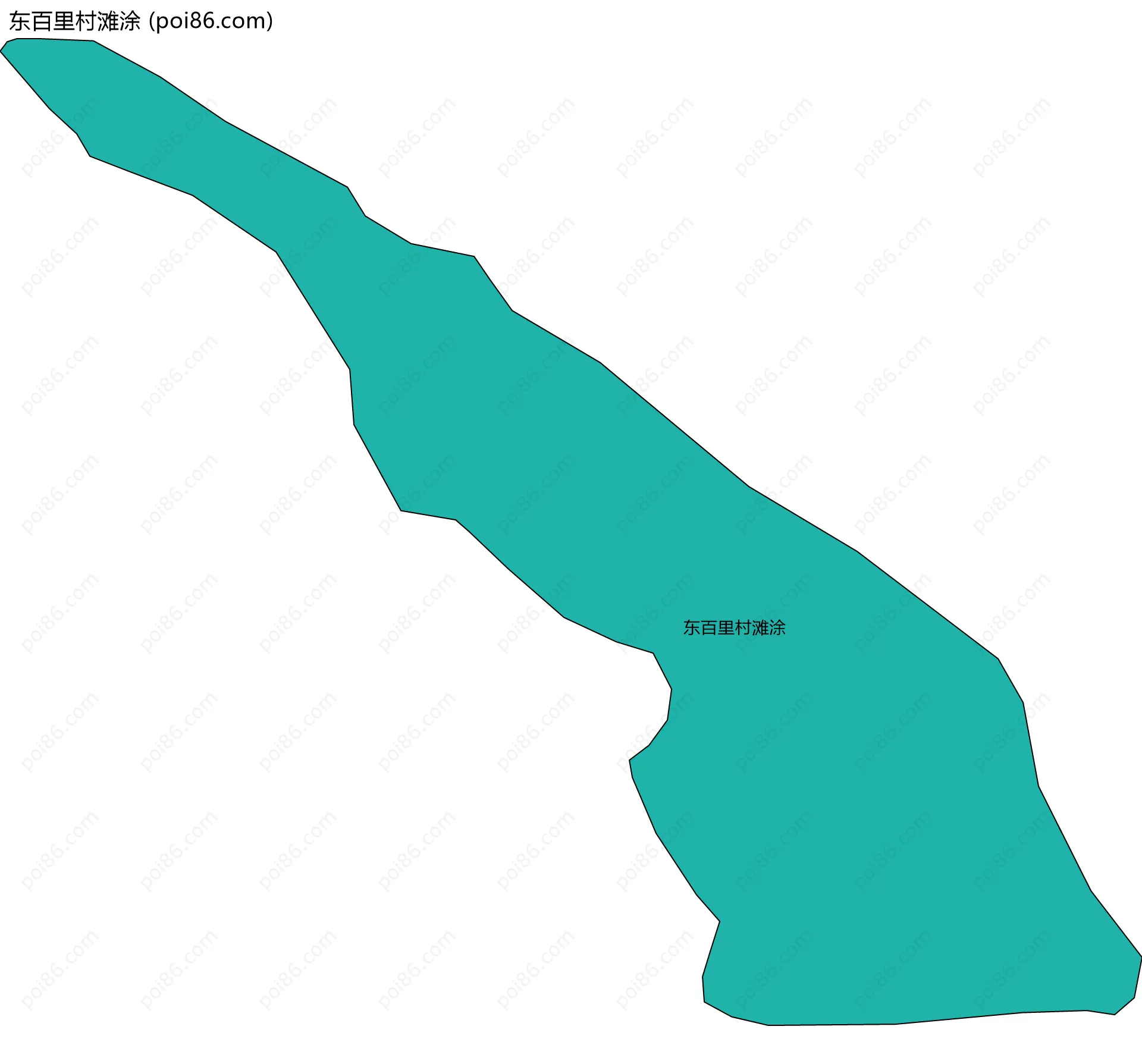 东百里村滩涂边界地图(五级行政区划)