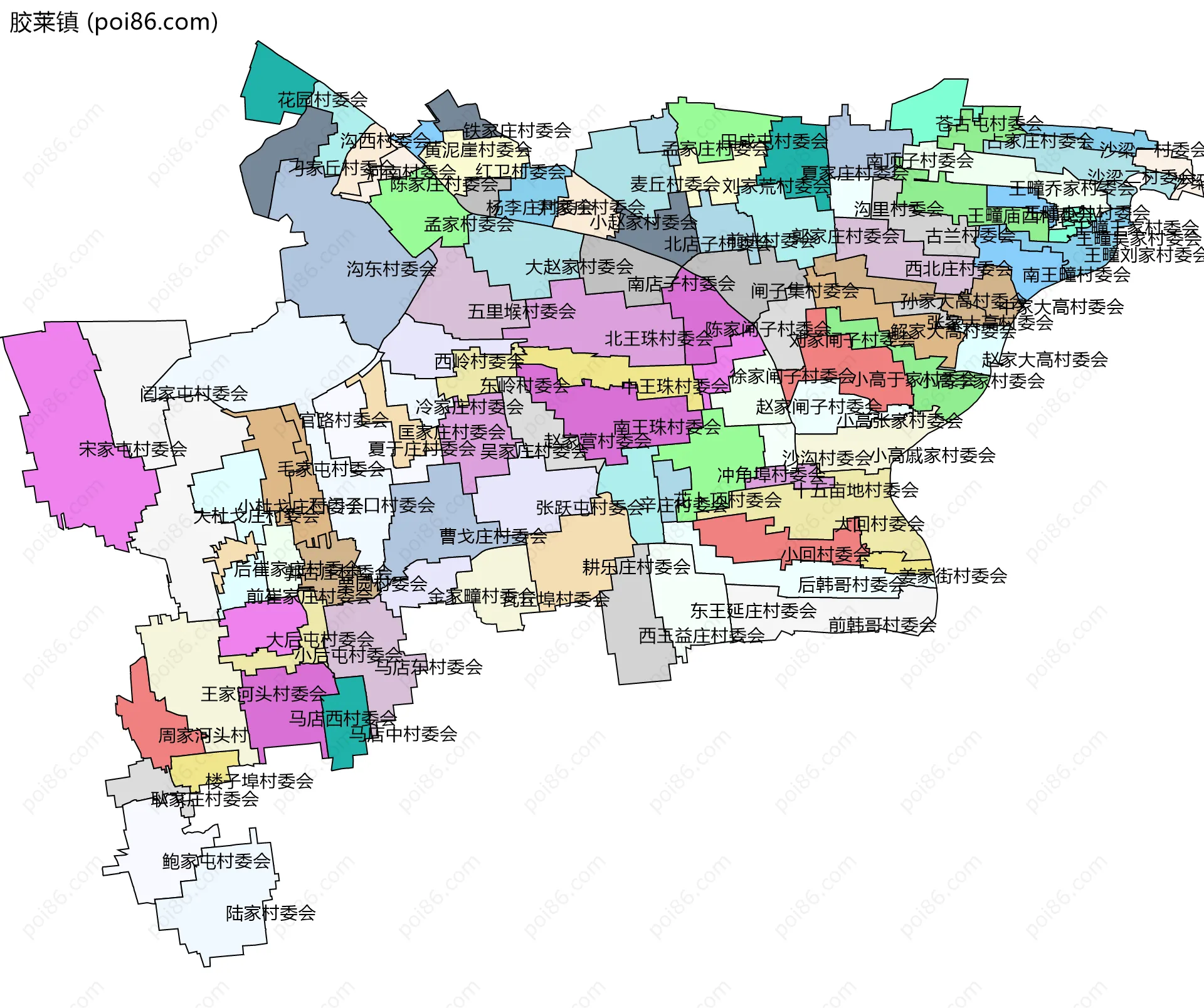 胶莱镇边界地图(五级行政区划)