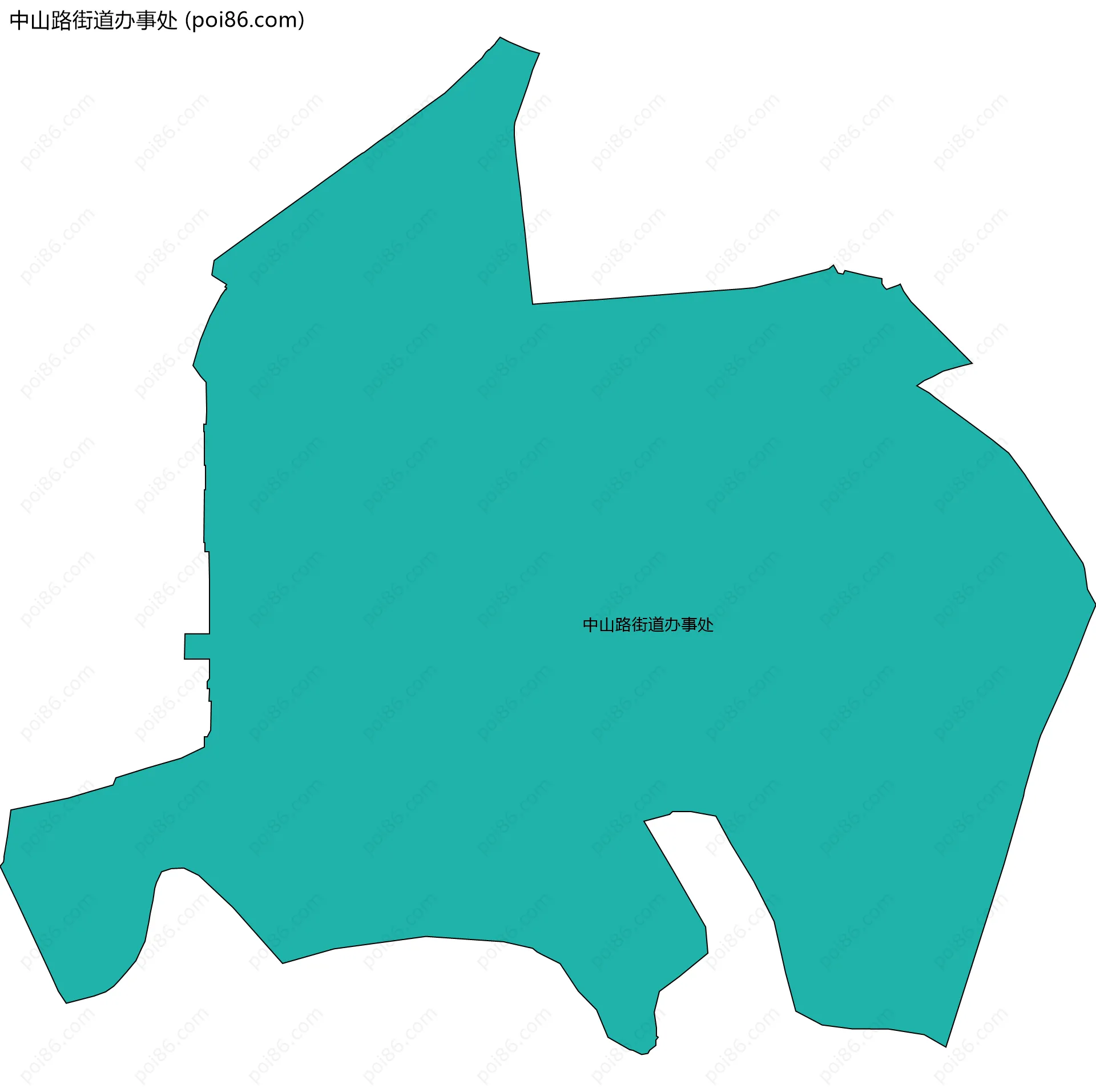 中山路街道办事处边界地图(五级行政区划)