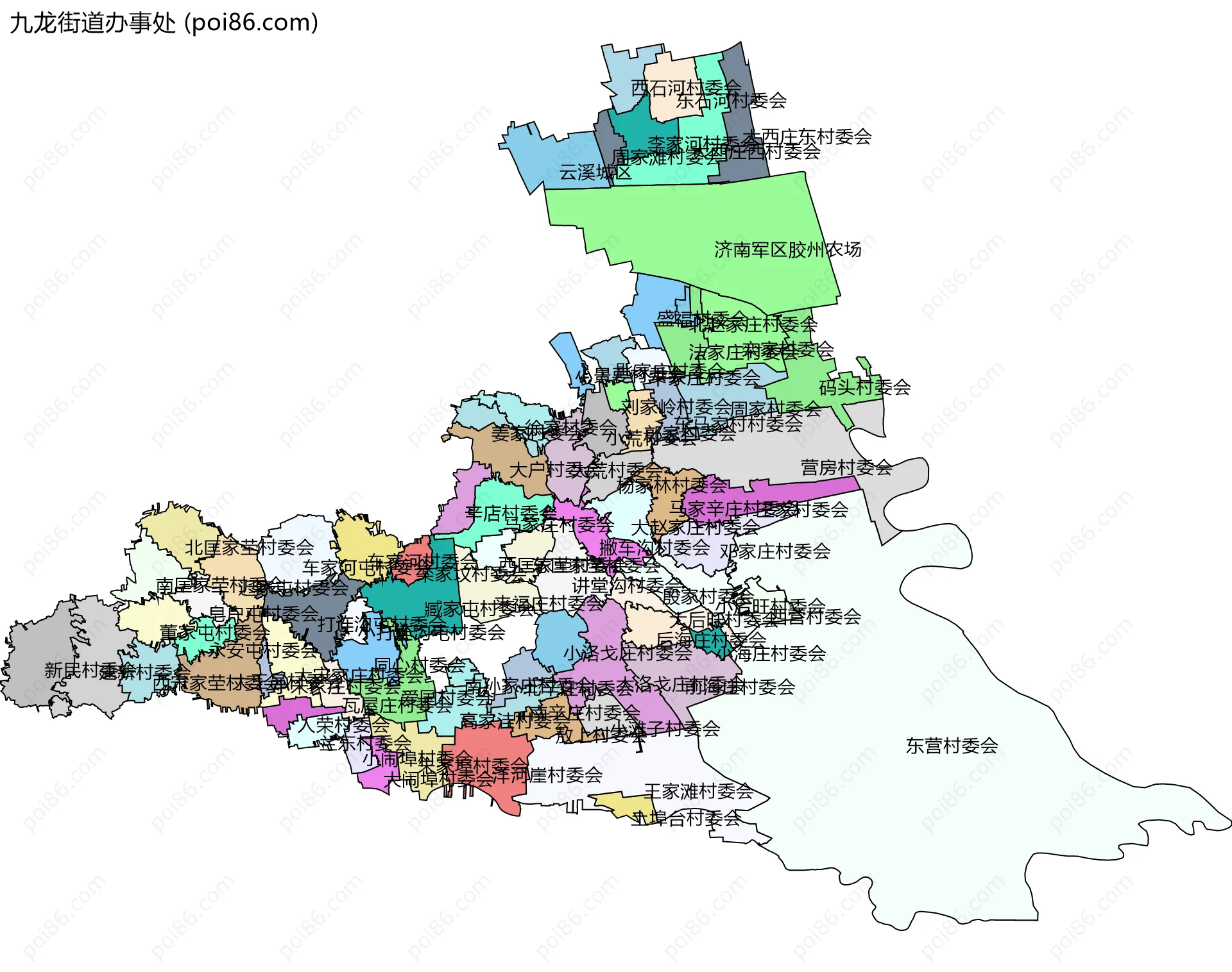九龙街道办事处边界地图(五级行政区划)