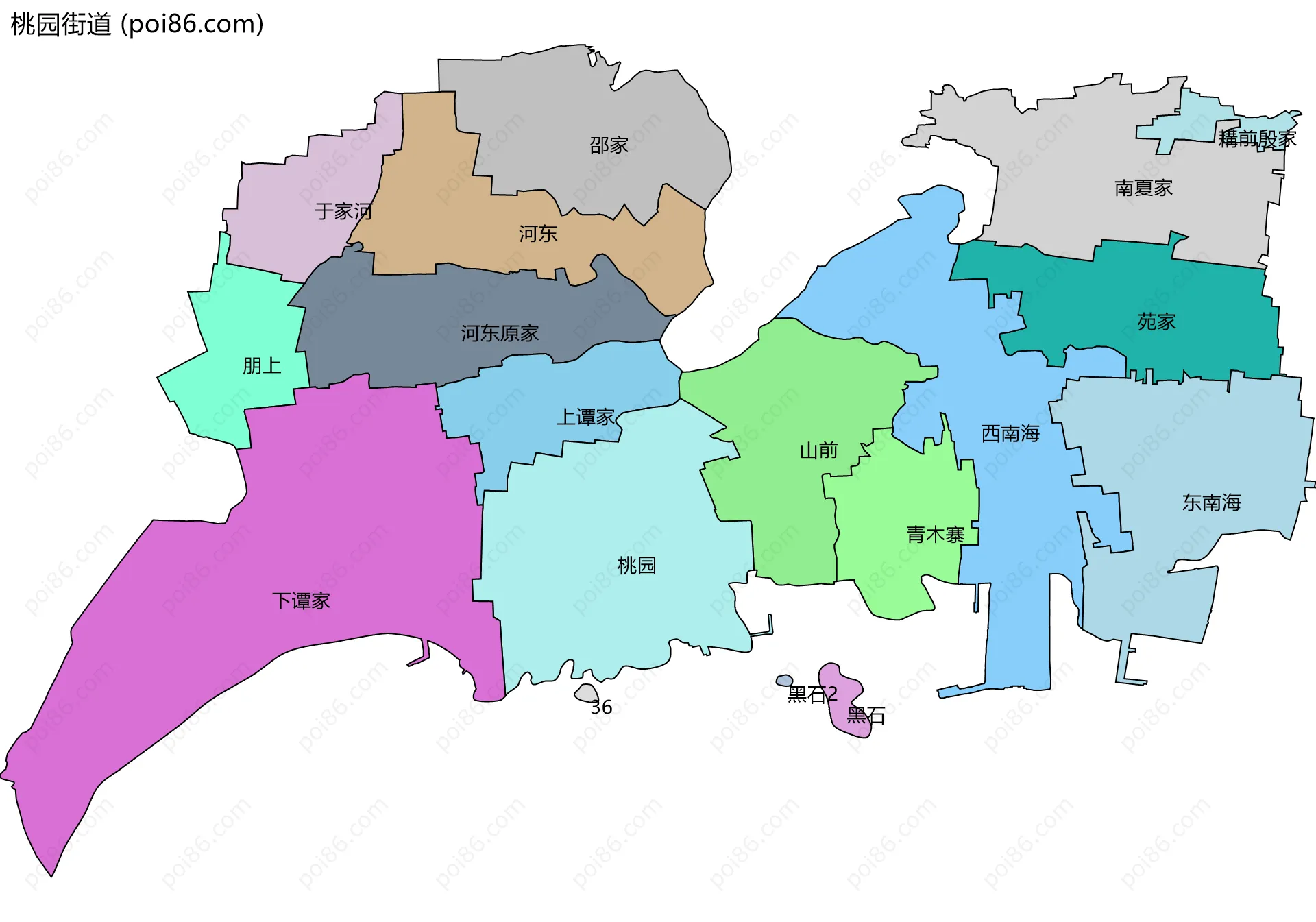 桃园街道边界地图(五级行政区划)