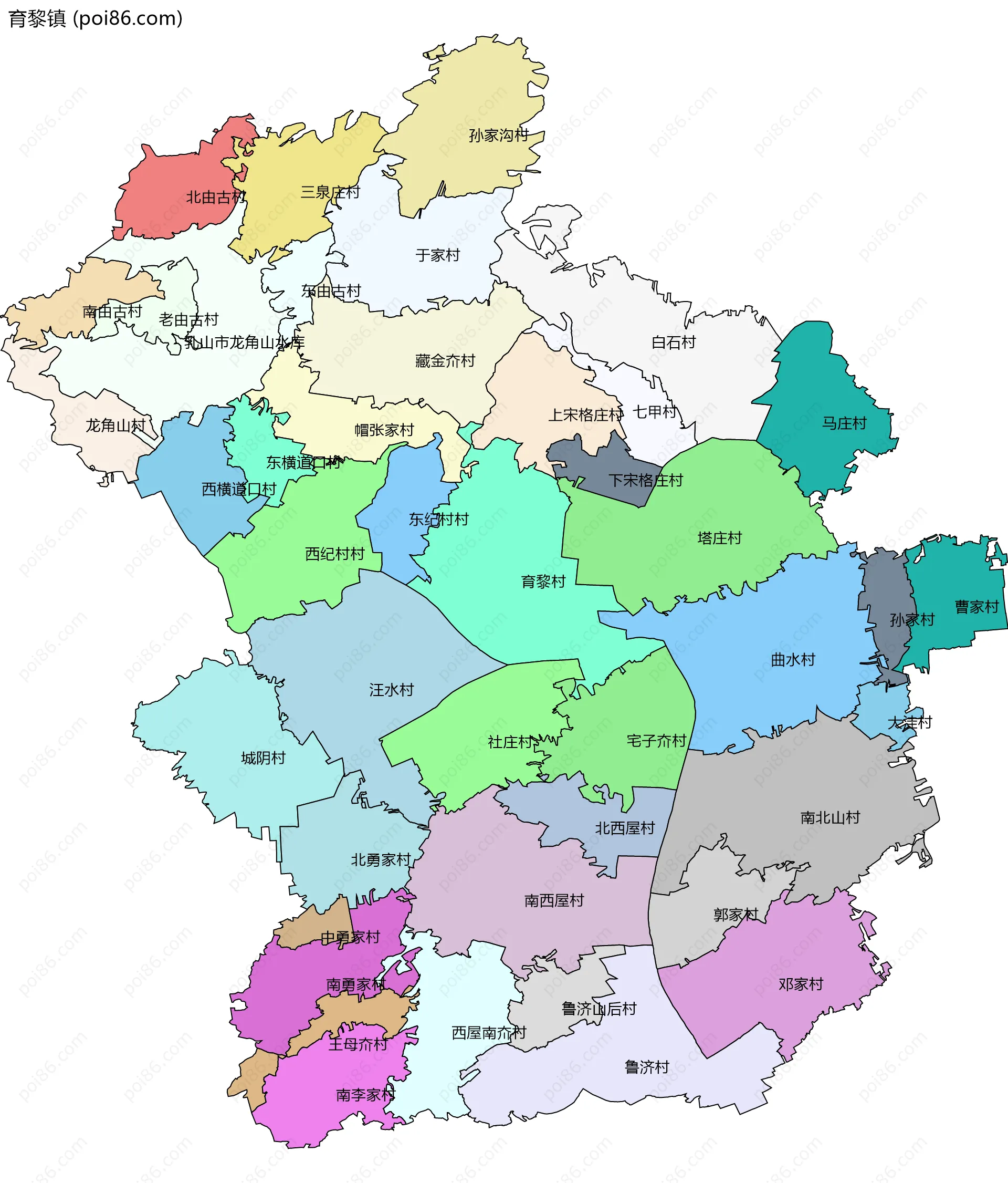 育黎镇边界地图(五级行政区划)