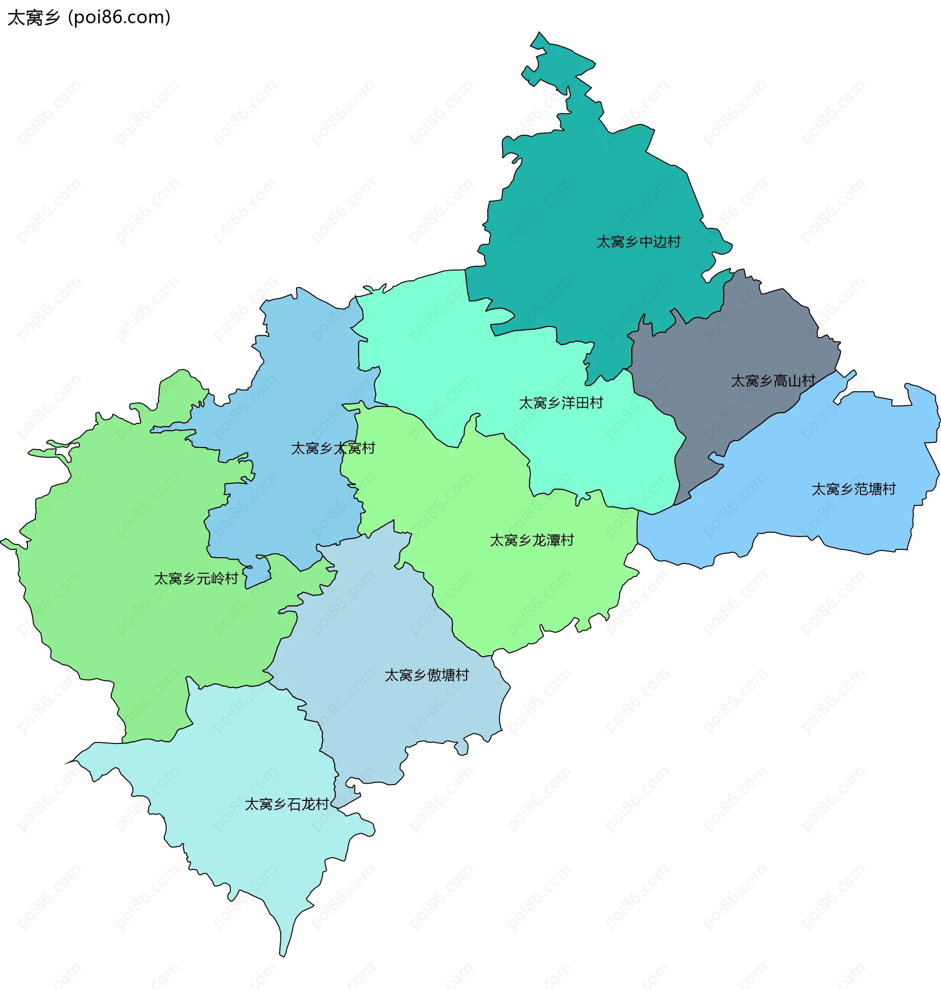 太窝乡边界地图(五级行政区划)