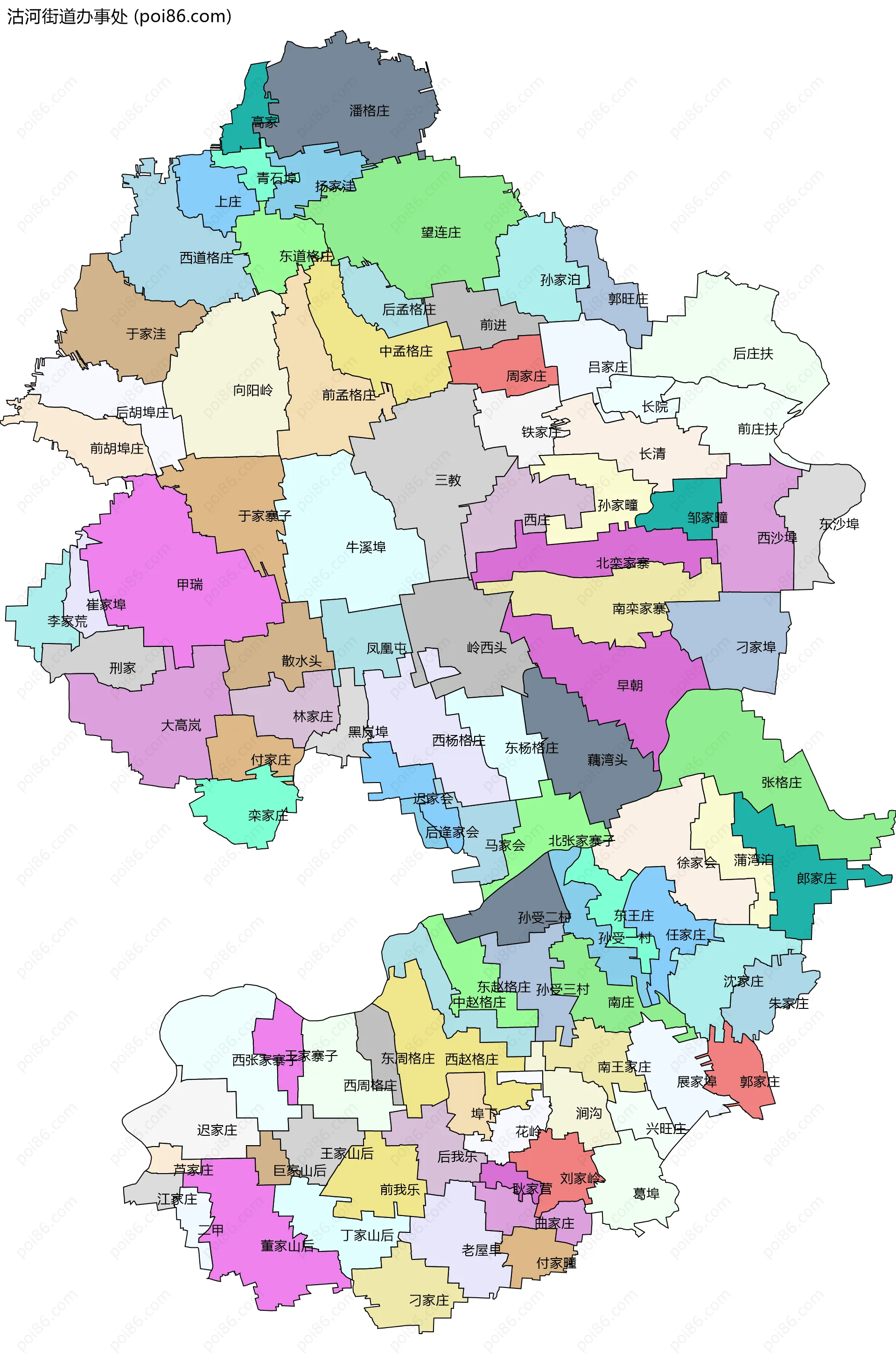 沽河街道办事处边界地图(五级行政区划)