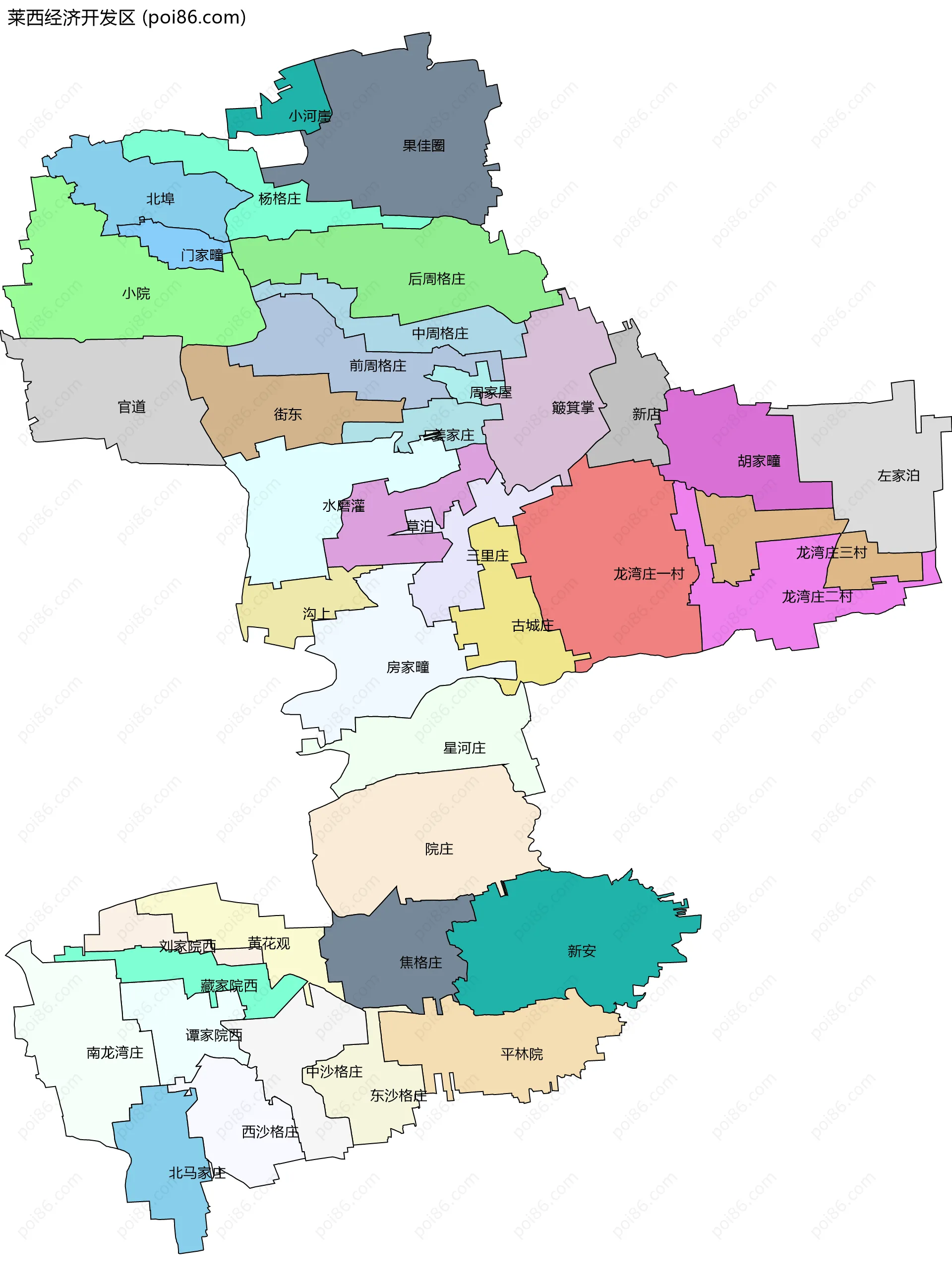 莱西经济开发区边界地图(五级行政区划)