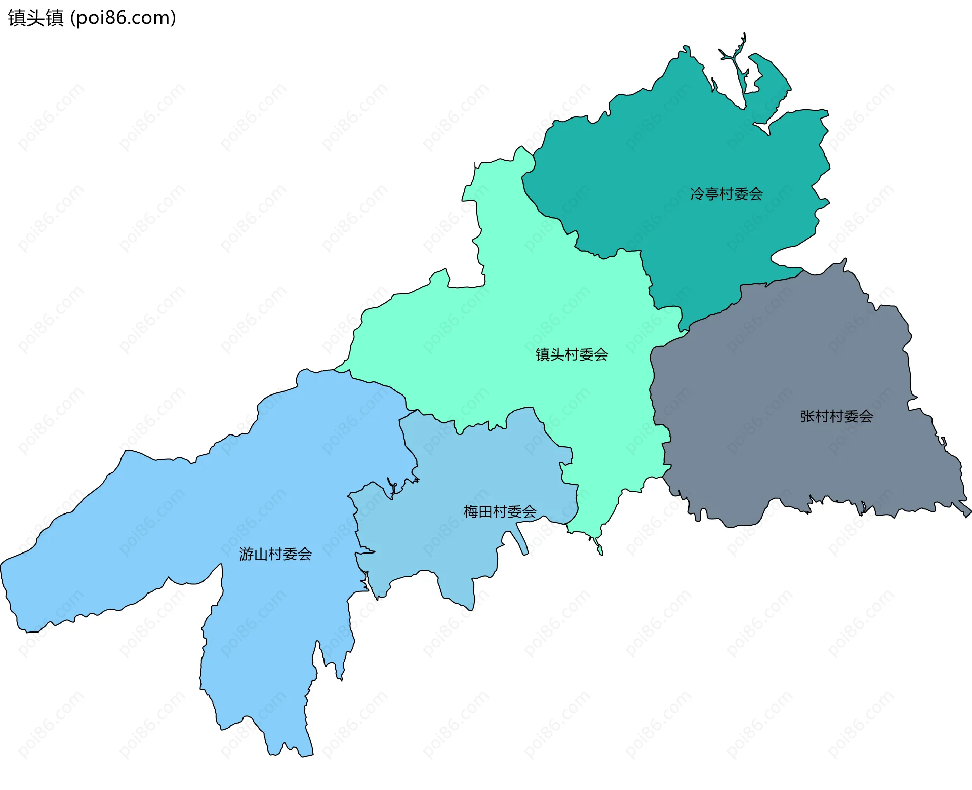 镇头镇边界地图(五级行政区划)
