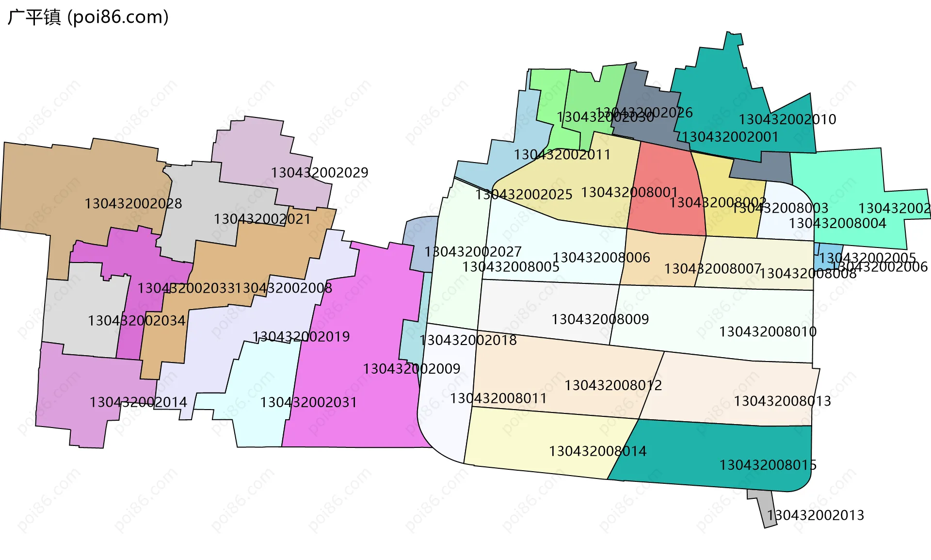 广平镇边界地图(五级行政区划)