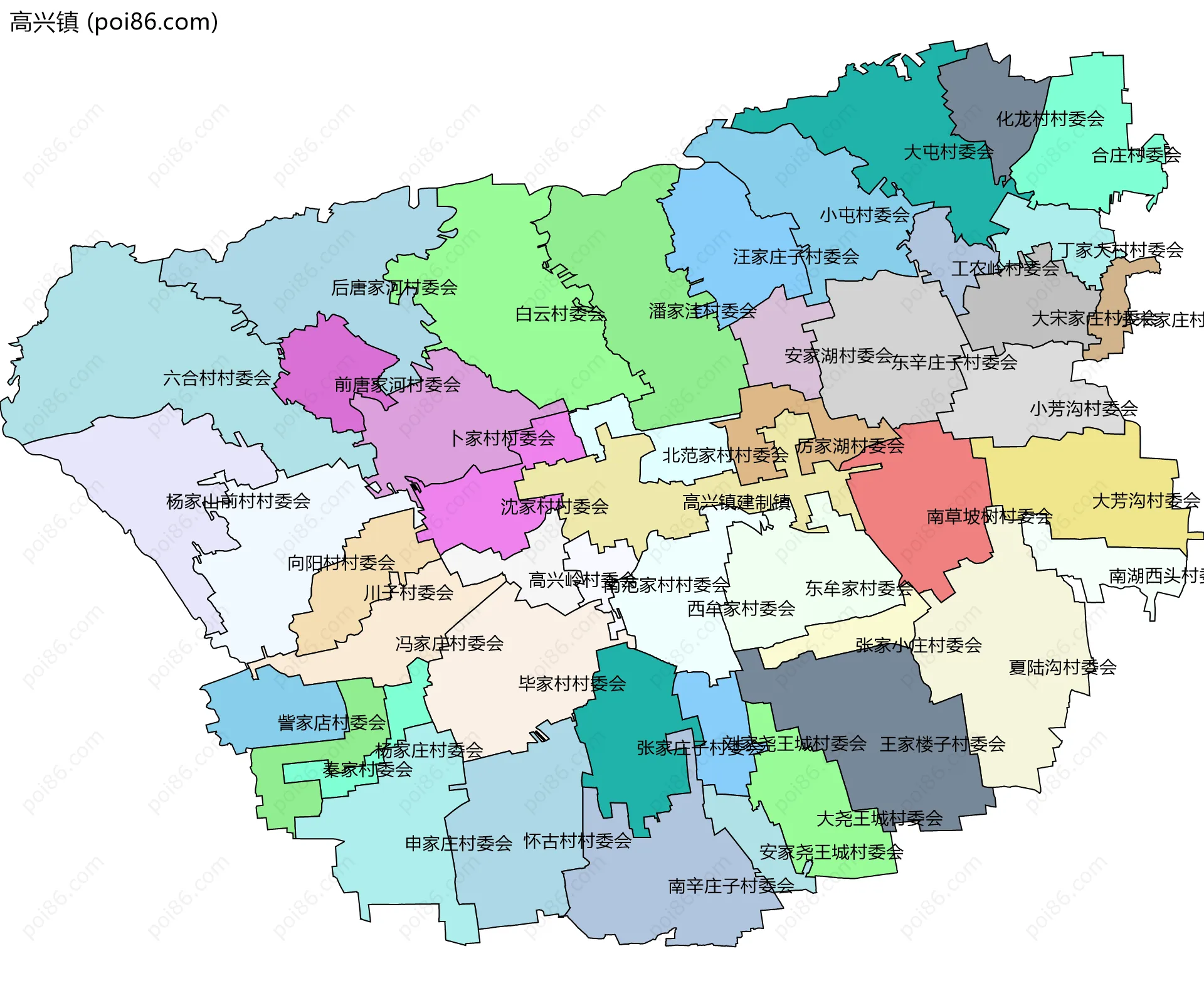 高兴镇边界地图(五级行政区划)