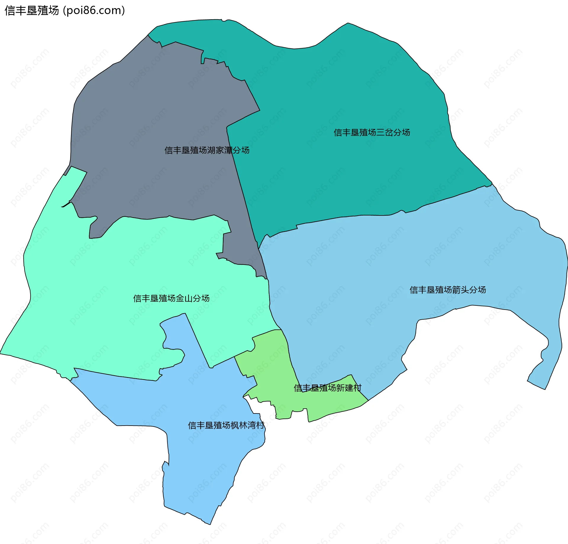 信丰垦殖场边界地图(五级行政区划)