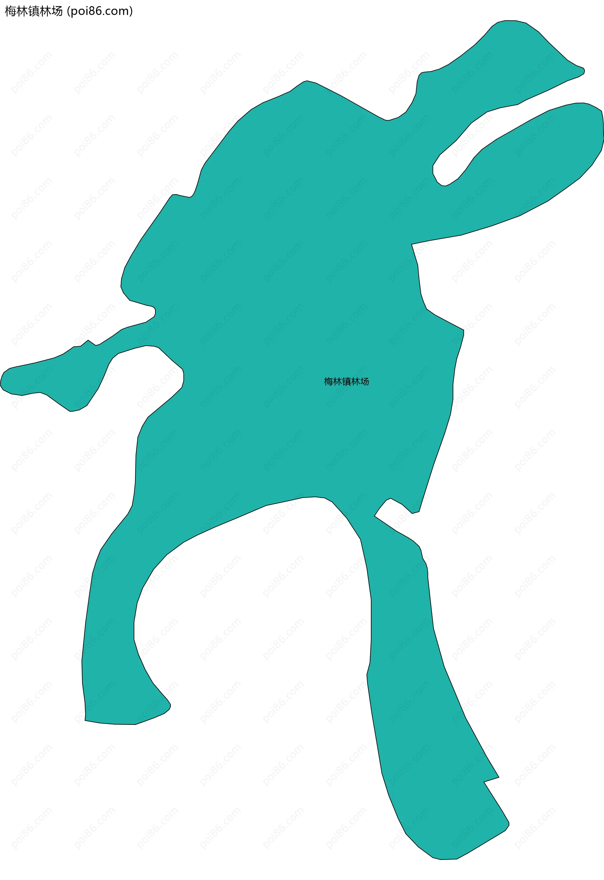 梅林镇林场边界地图(五级行政区划)