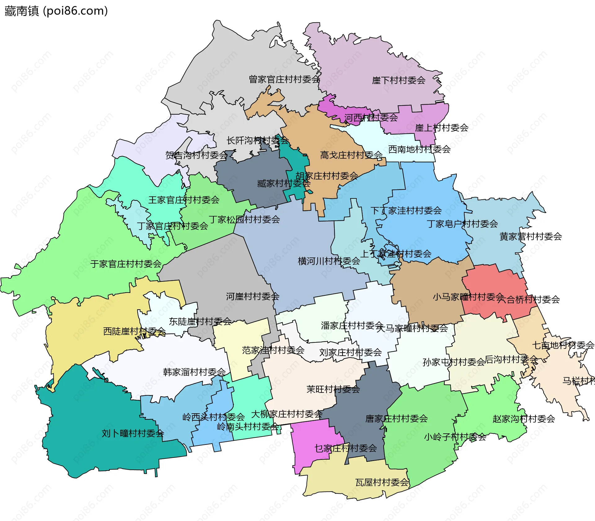 藏南镇边界地图(五级行政区划)