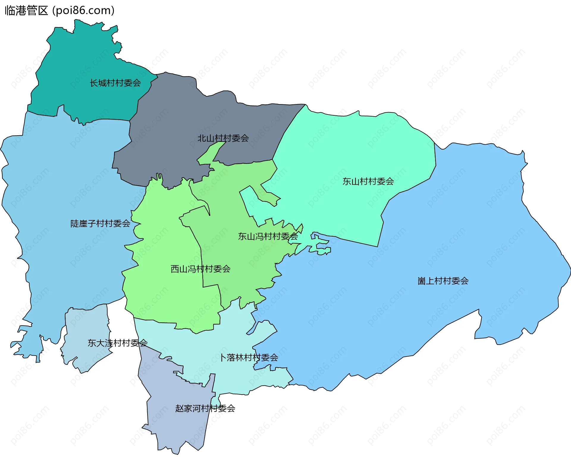 临港管区边界地图(五级行政区划)