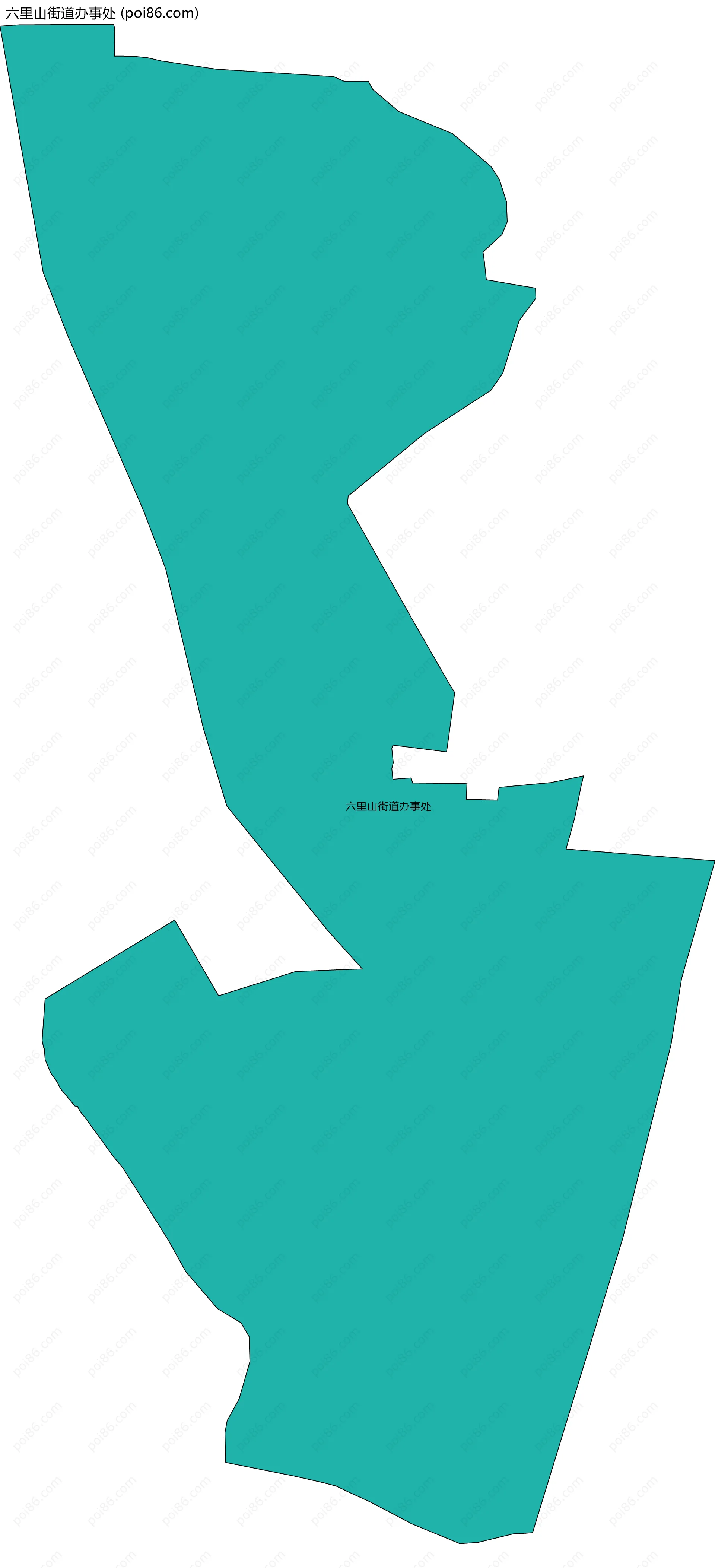 六里山街道办事处边界地图(五级行政区划)