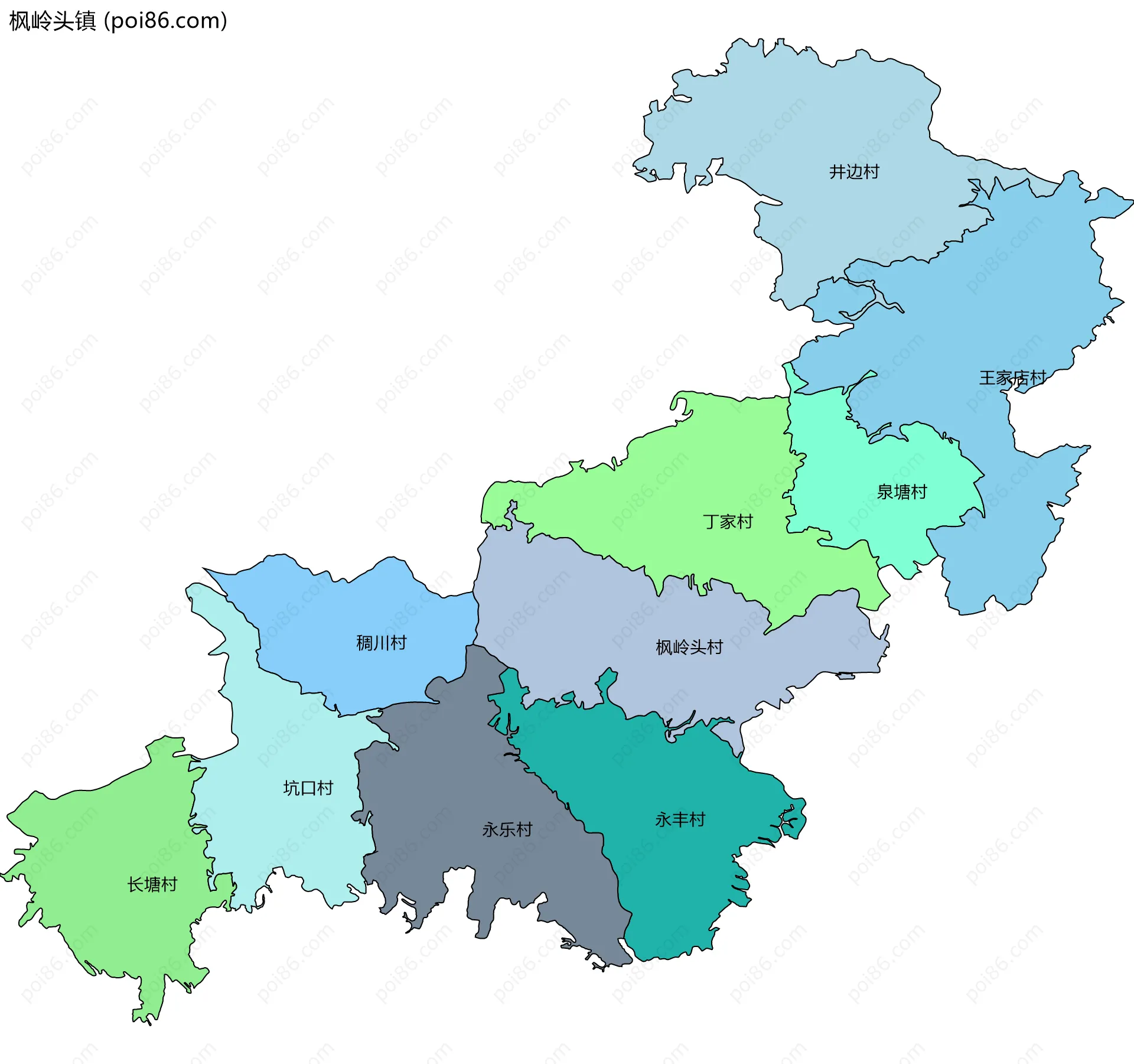 枫岭头镇边界地图(五级行政区划)