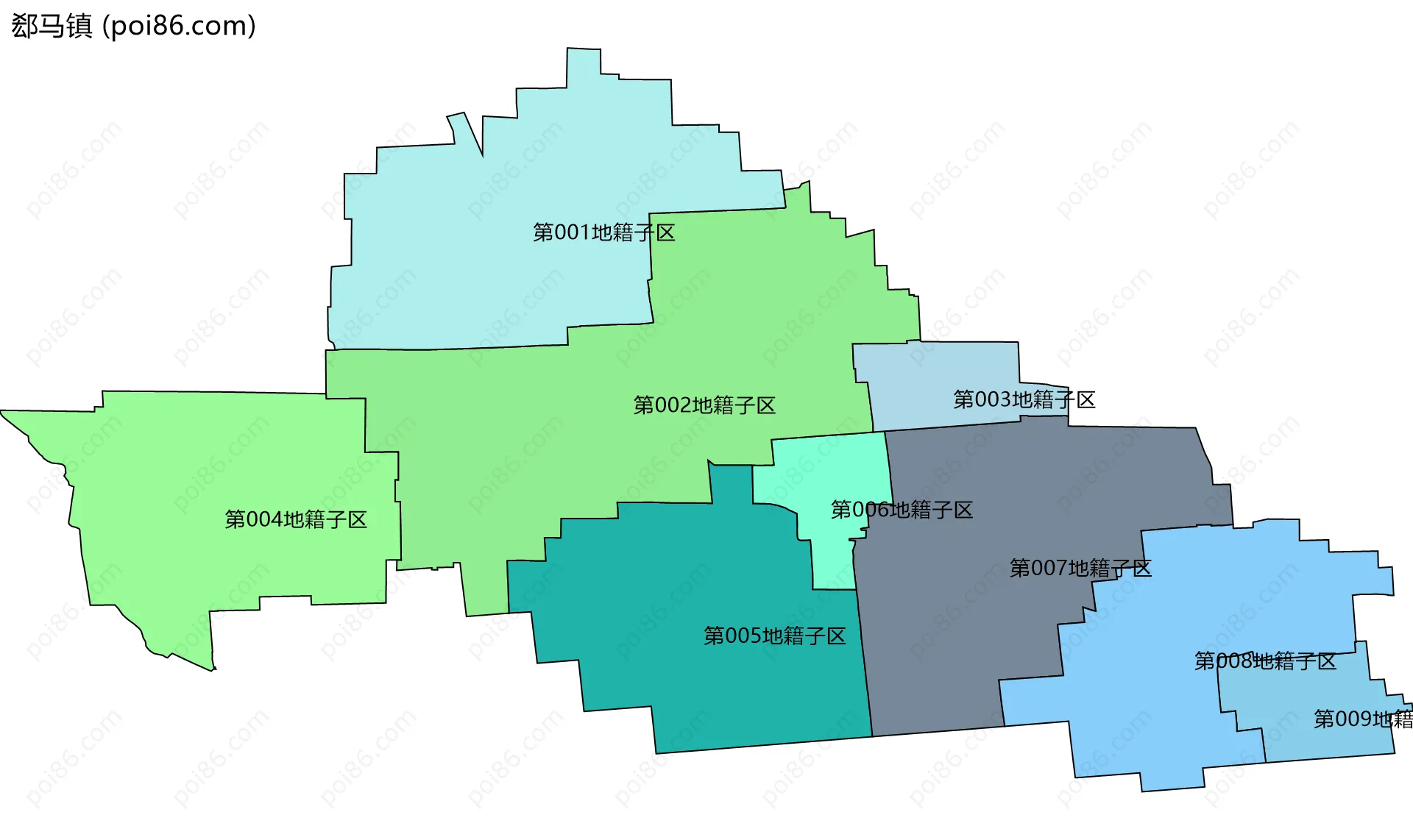 郄马镇边界地图(五级行政区划)