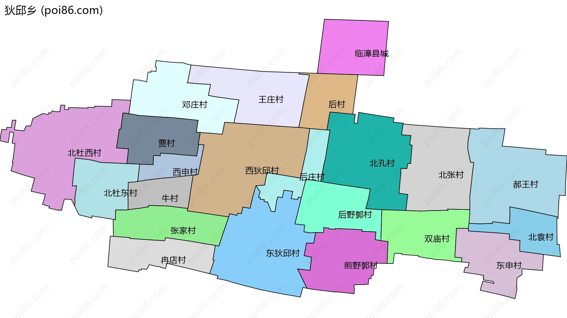 狄邱乡边界地图(五级行政区划)