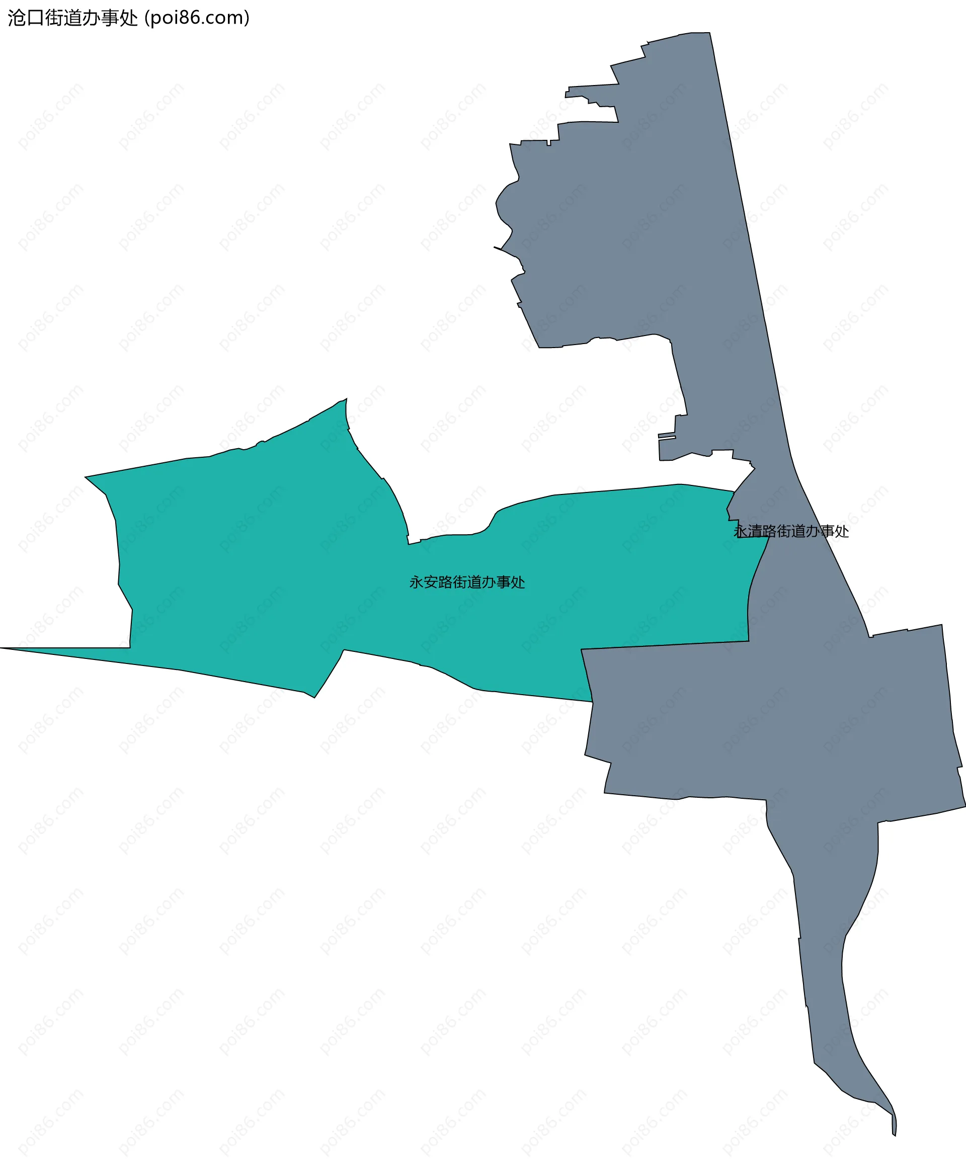 沧口街道办事处边界地图(五级行政区划)