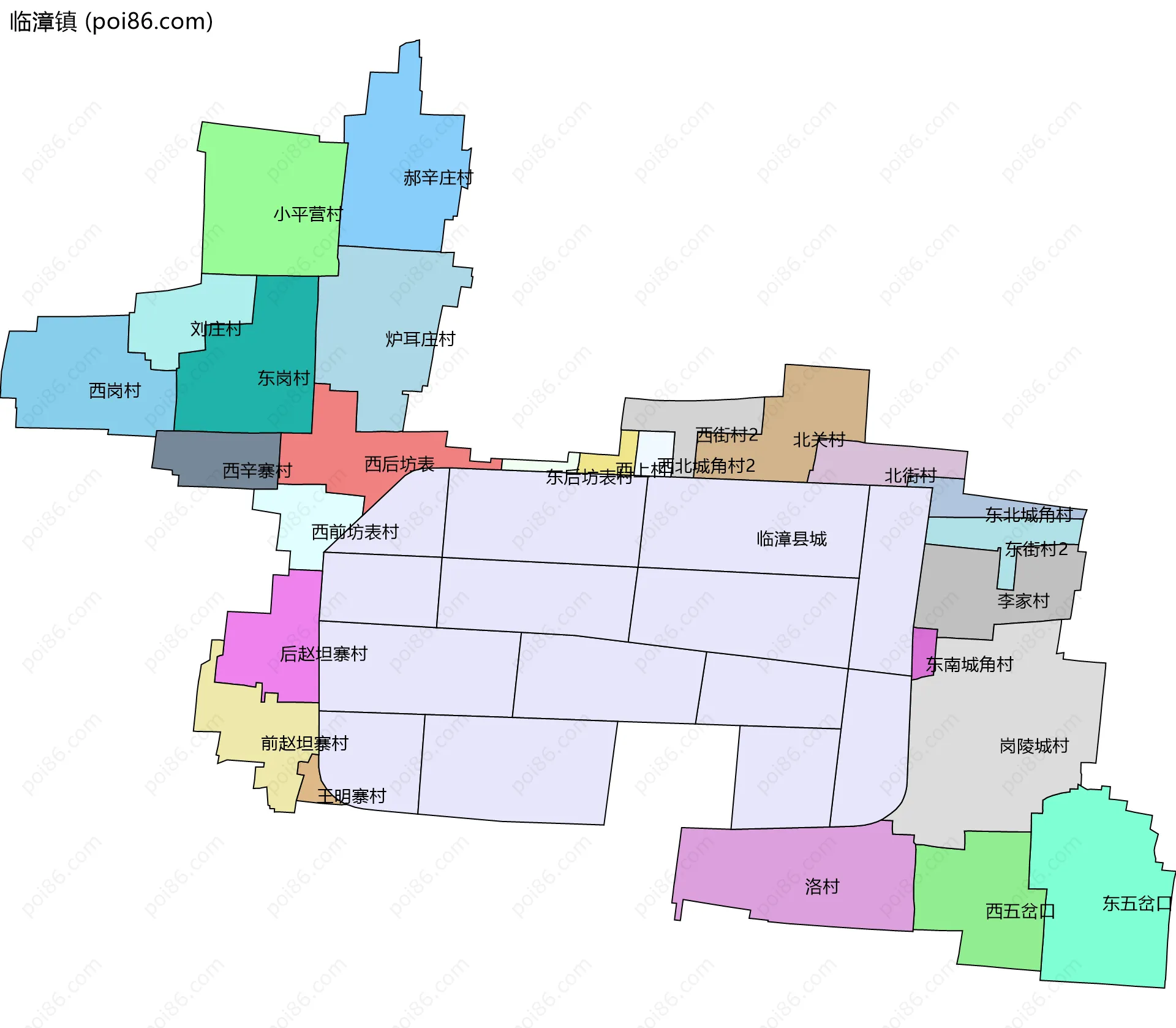临漳镇边界地图(五级行政区划)