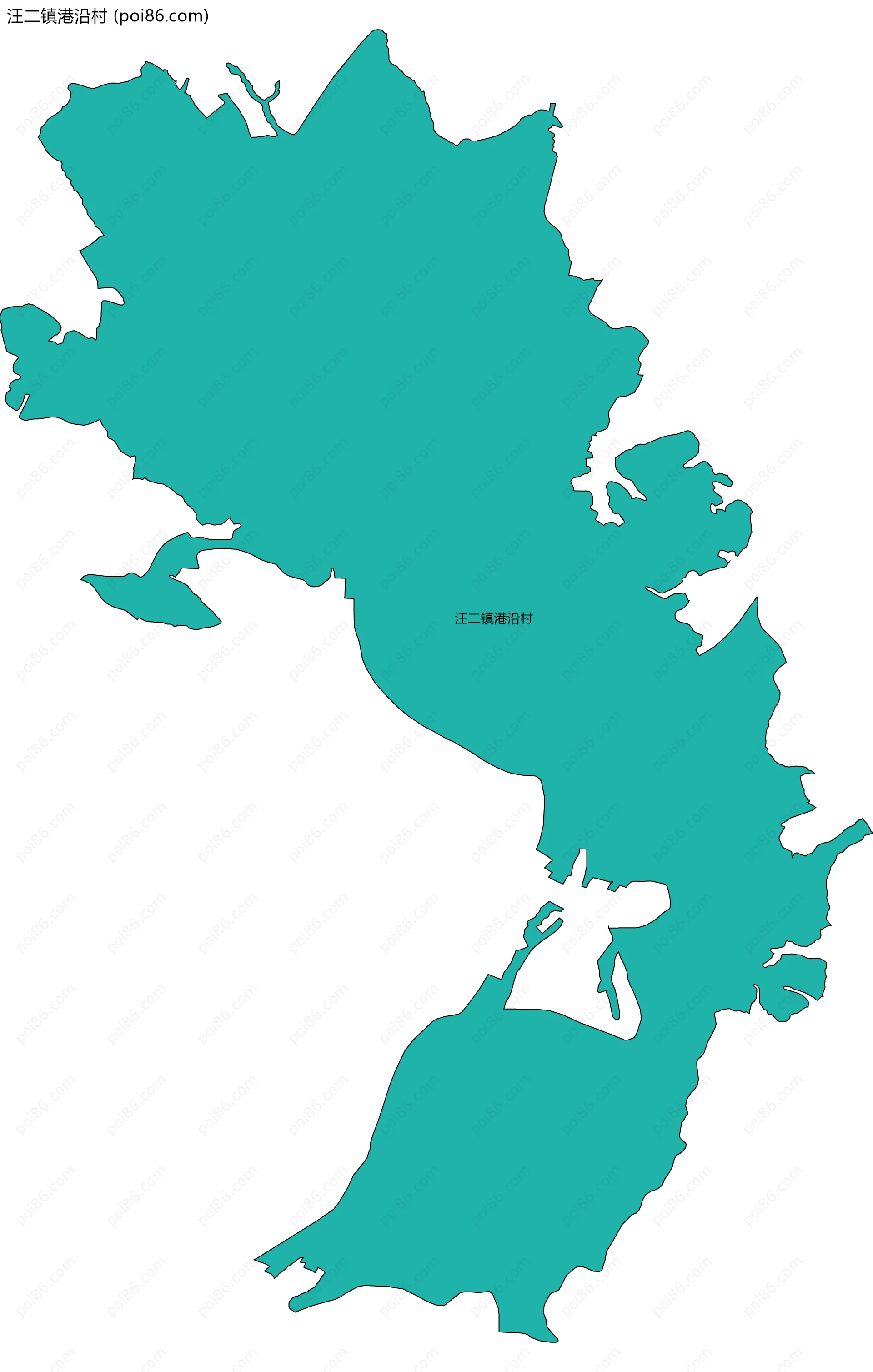 汪二镇港沿村边界地图