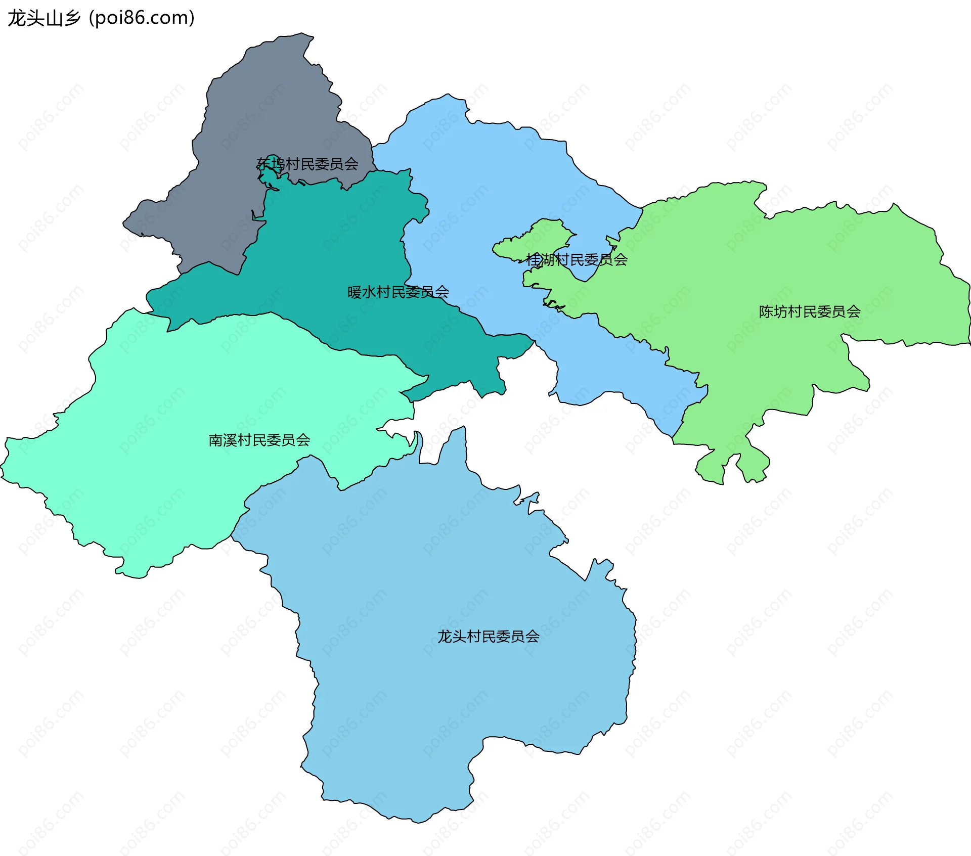 龙头山乡边界地图(五级行政区划)