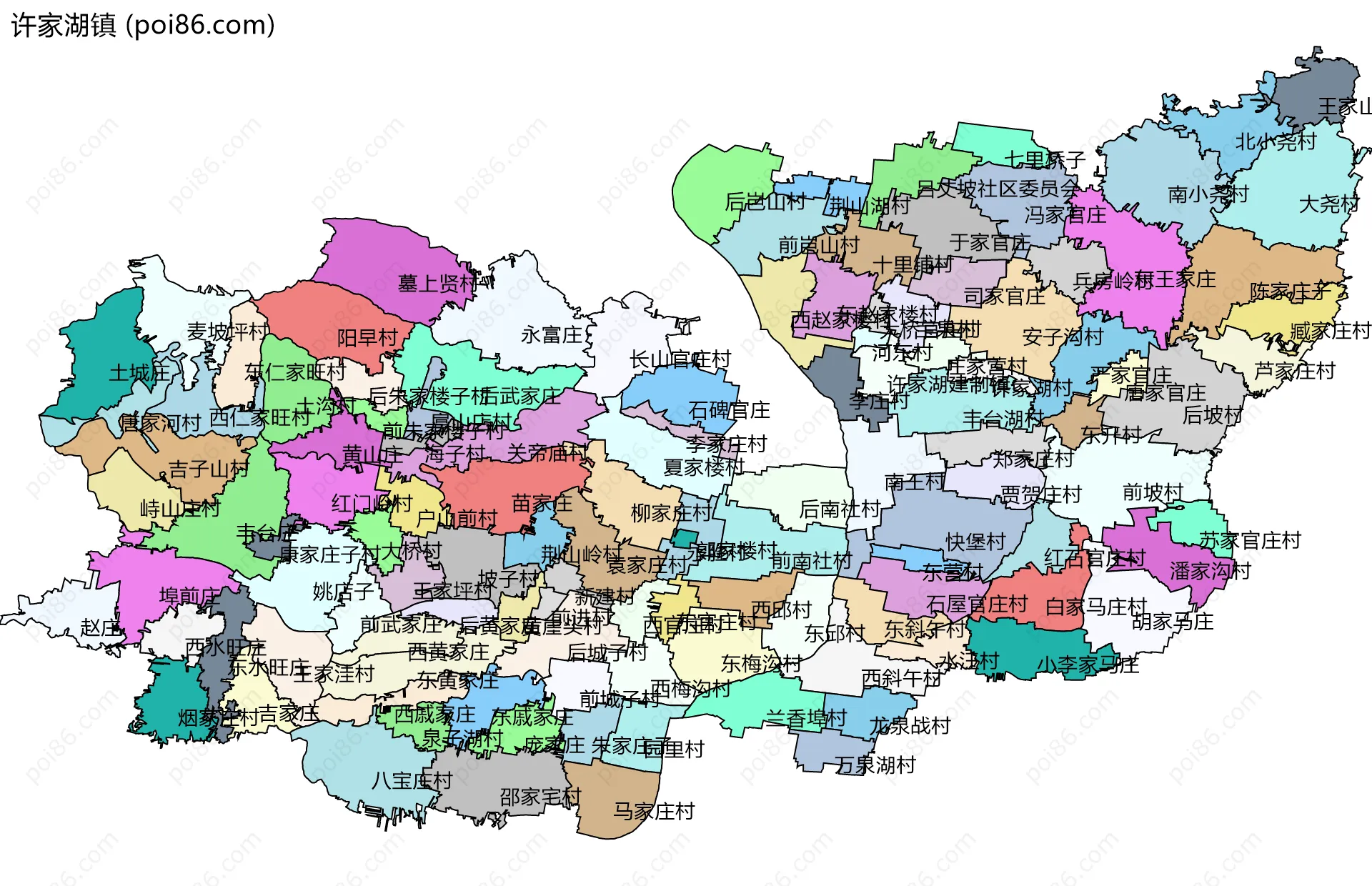 许家湖镇边界地图(五级行政区划)