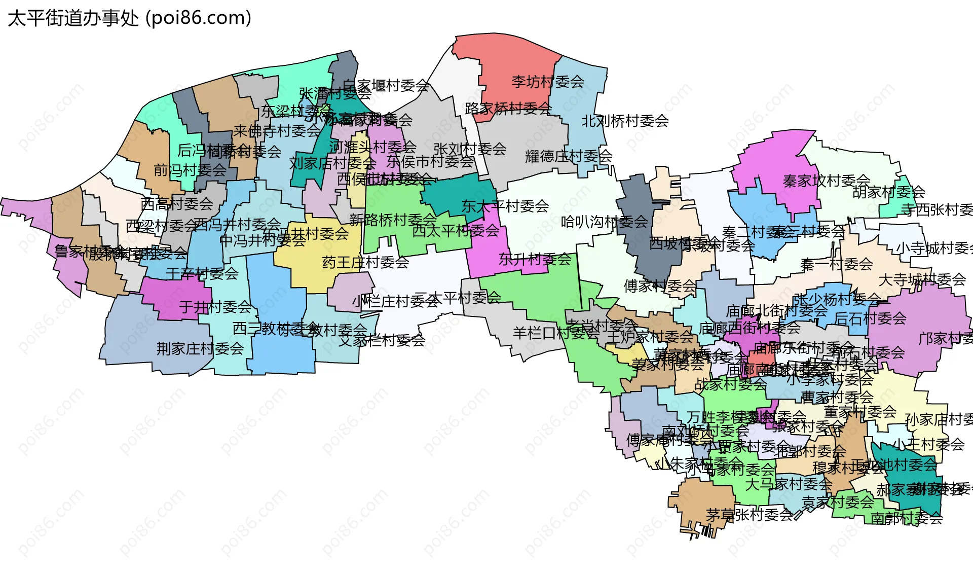 太平街道办事处边界地图(五级行政区划)