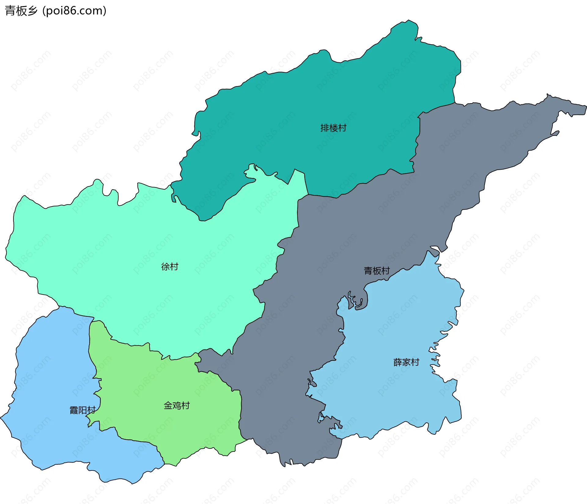 青板乡边界地图(五级行政区划)